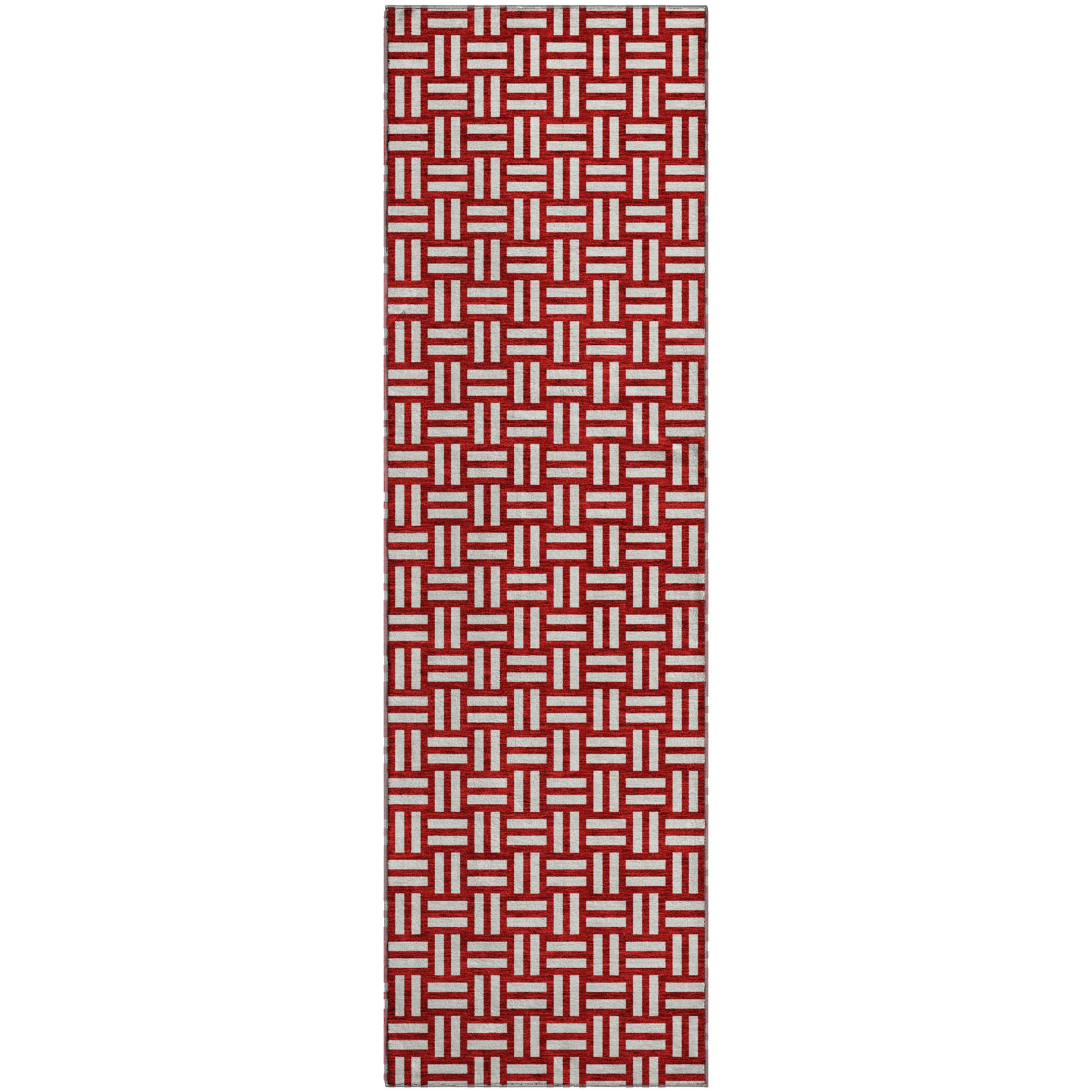 Bergen Machine Washable Transitional Red Rug 2'3" x 7'6" #shape_Runner