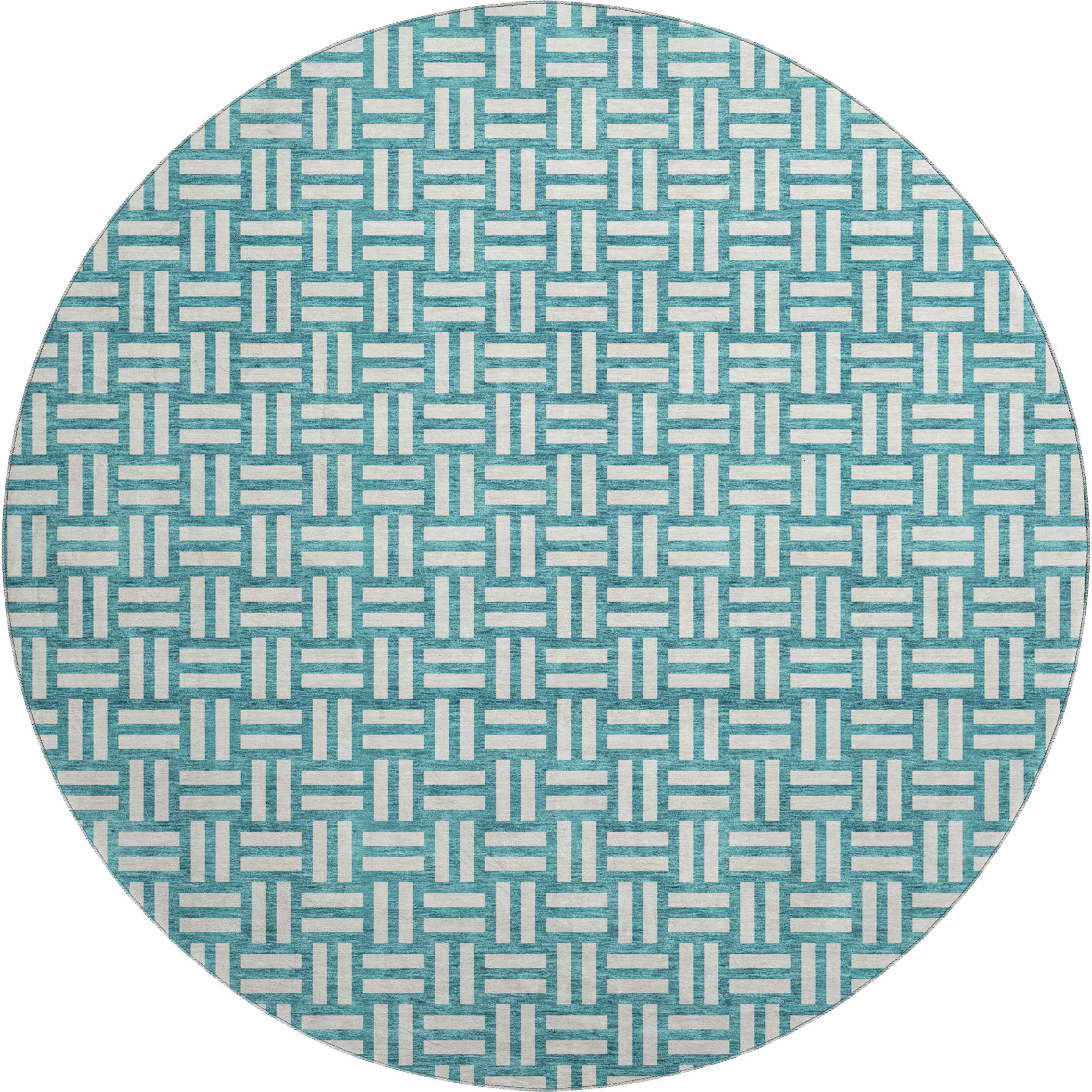 Bergen Machine Washable Transitional Teal Rug 8' x 8' #shape_Round