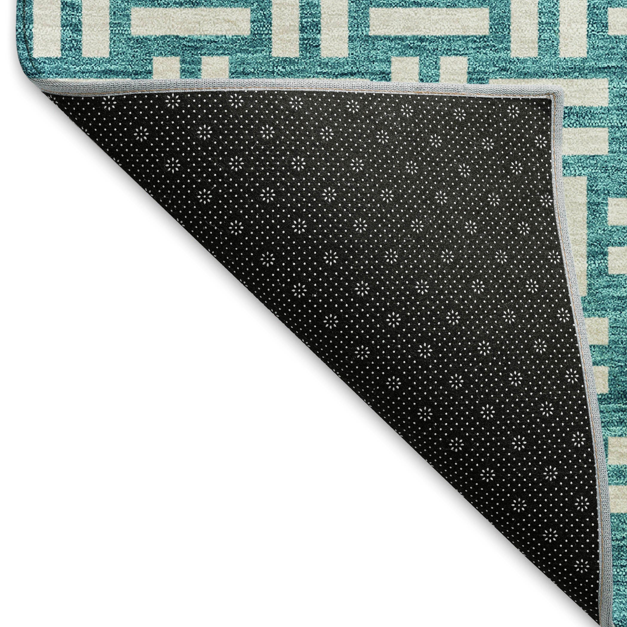 Bergen Machine Washable Transitional Teal Rug 1'8" x 2'6" #shape_Rectangle
