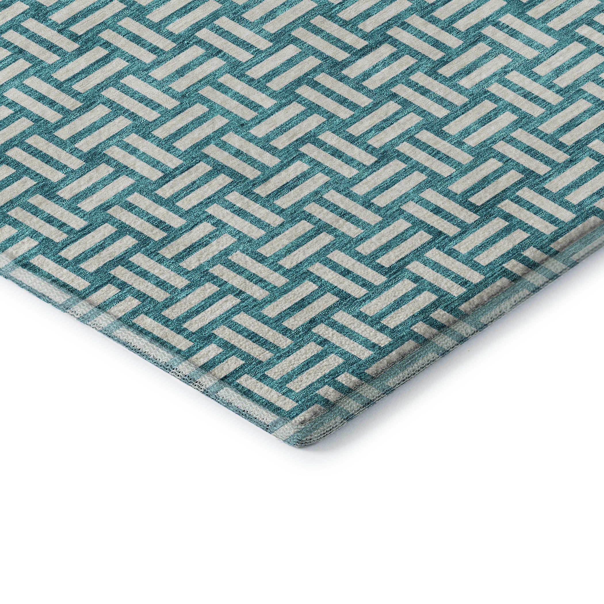 Bergen Machine Washable Transitional Teal Rug 1'8" x 2'6" #shape_Rectangle