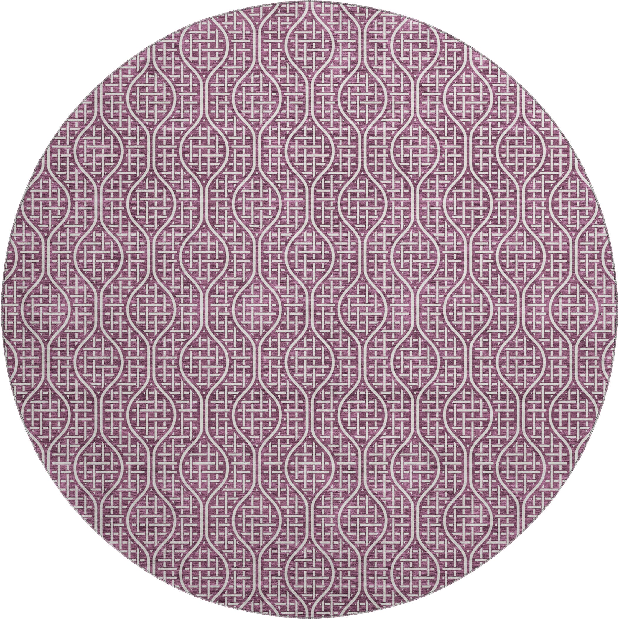 Bruges Machine Washable Transitional Eggplant Purple Rug 8' x 8' #shape_Round