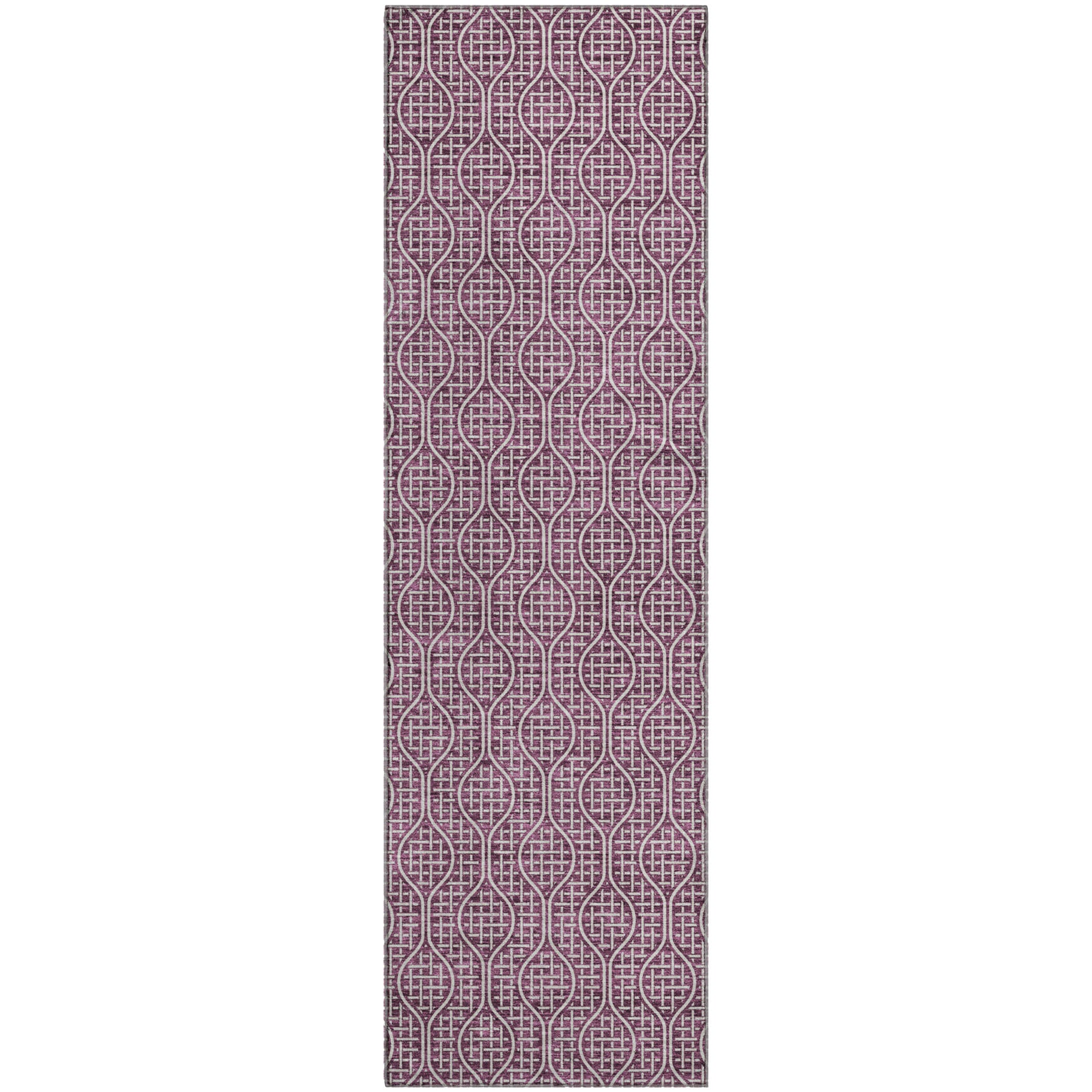Bruges Machine Washable Transitional Eggplant Purple Rug 2'3" x 7'6" #shape_Runner
