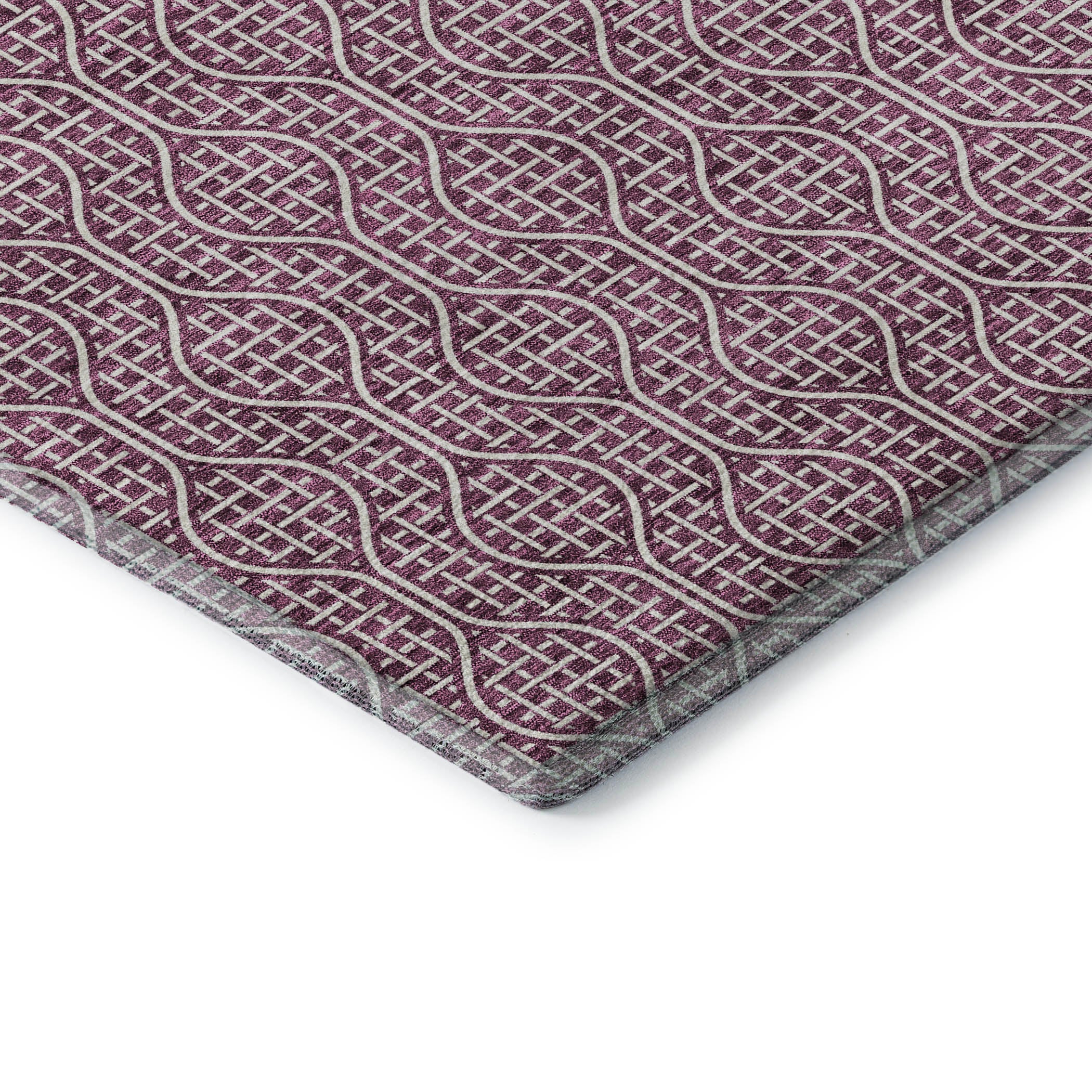 Bruges Machine Washable Transitional Eggplant Purple Rug 1'8" x 2'6" #shape_Rectangle