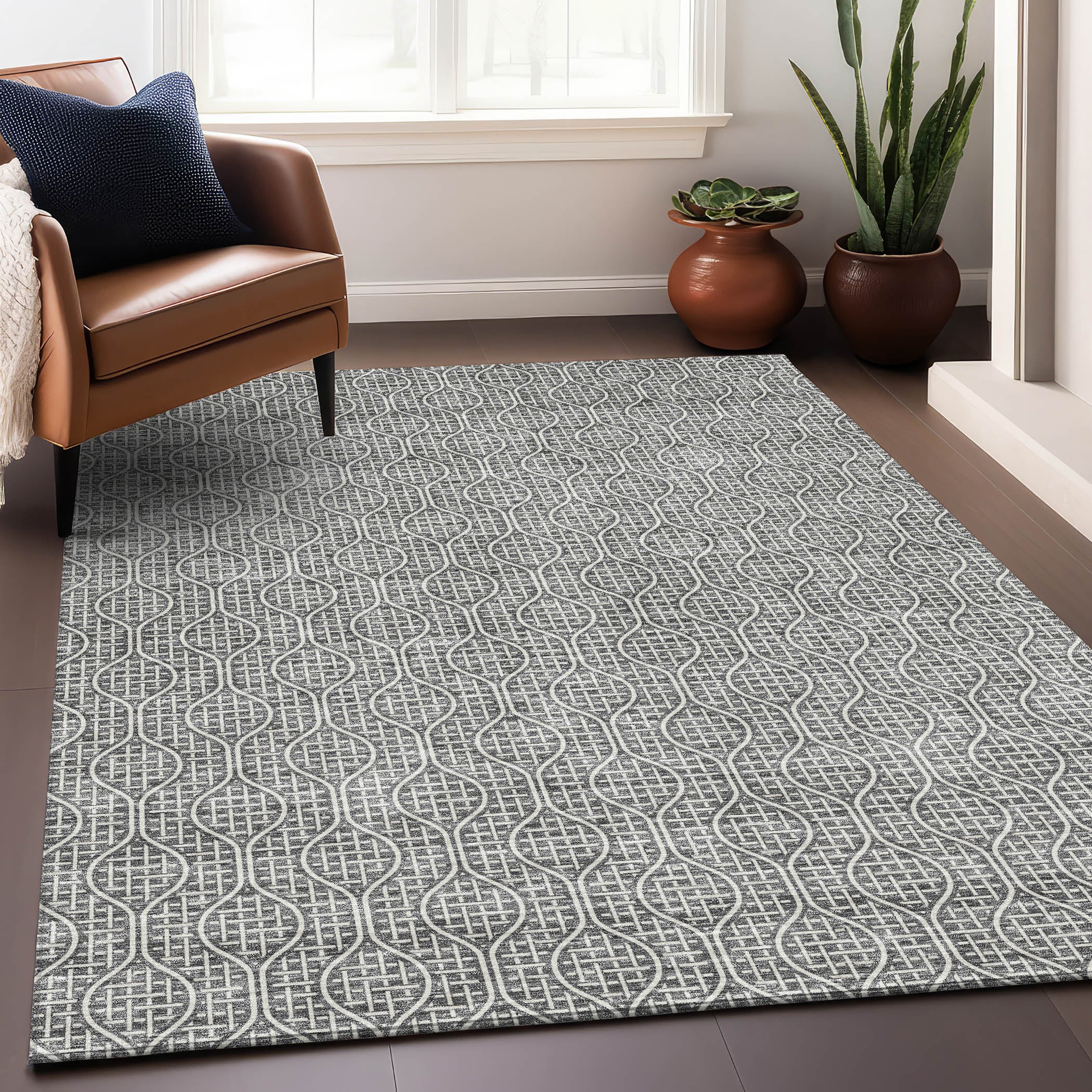 Bruges Machine Washable Transitional Gray Rug 2'6" x 3'10" #shape_Rectangle