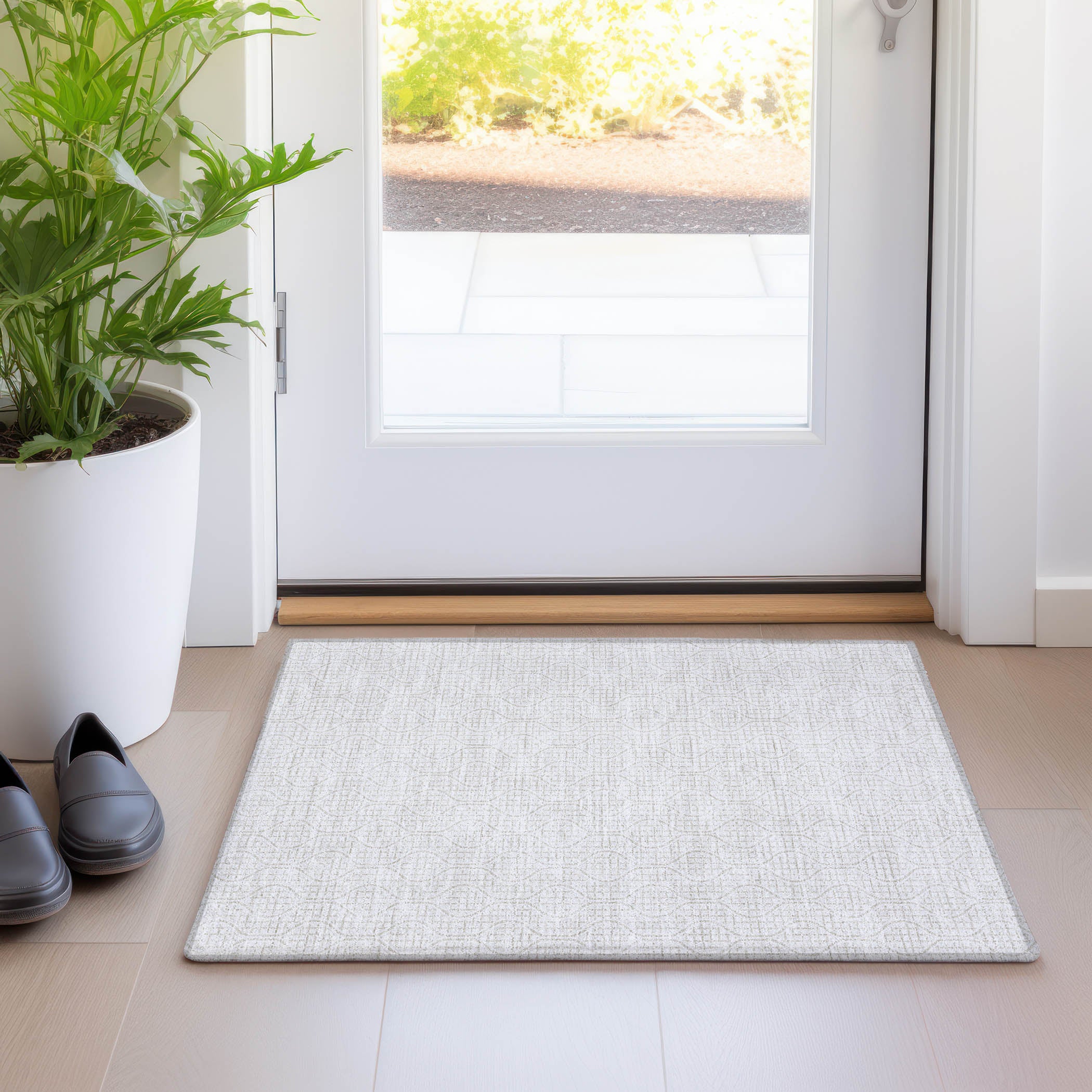 Bruges Machine Washable Transitional Ivory Rug 1'8" x 2'6" #shape_Rectangle