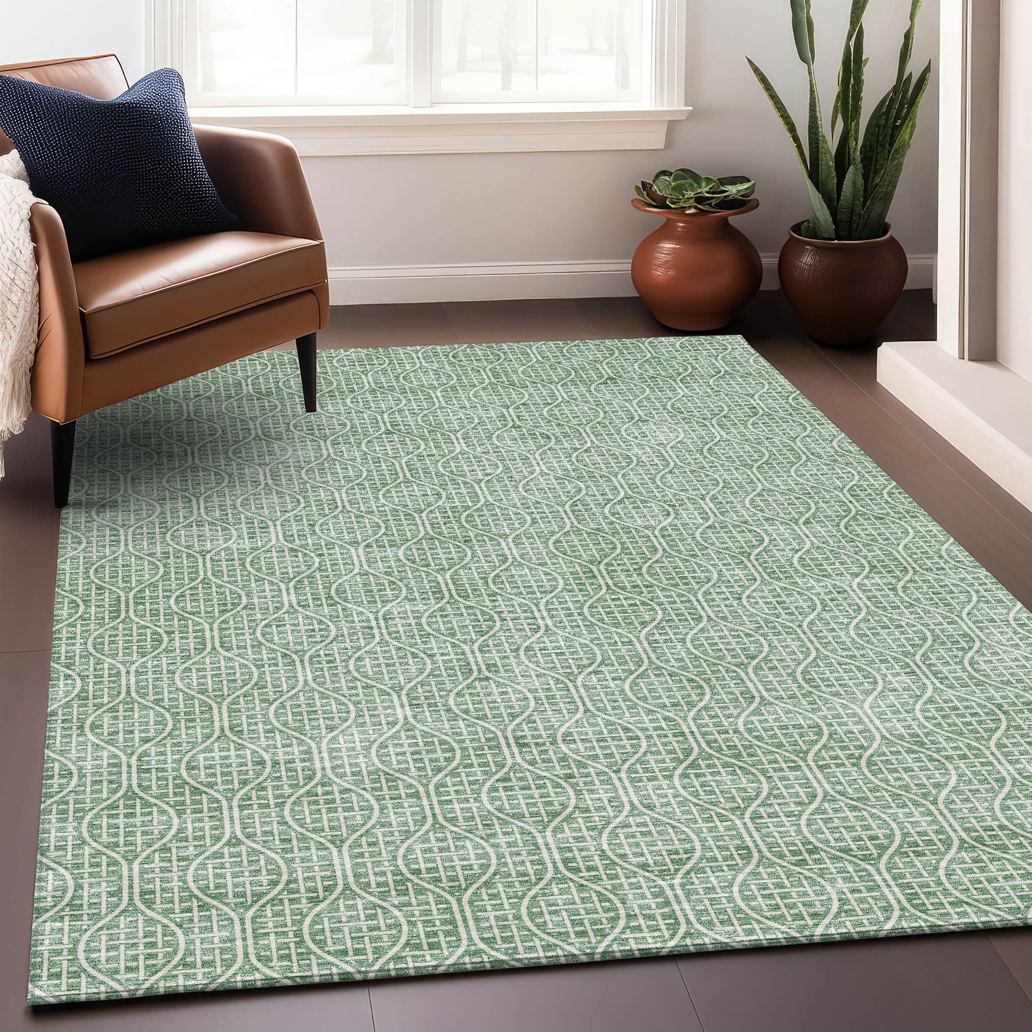 Bruges Machine Washable Transitional Sage Green Rug 2'6" x 3'10" #shape_Rectangle