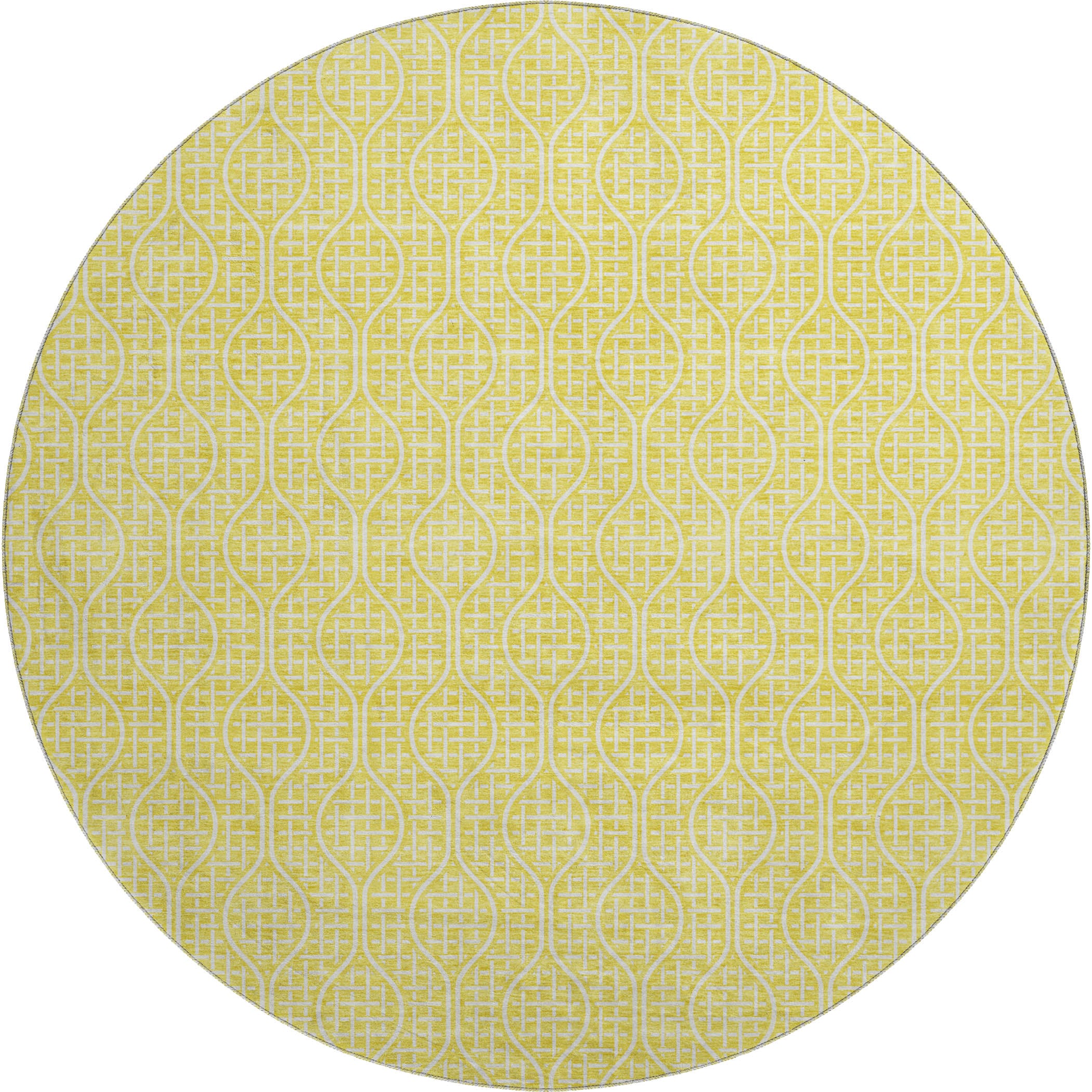 Bruges Machine Washable Transitional Yellow Gold Rug 8' x 8' #shape_Round
