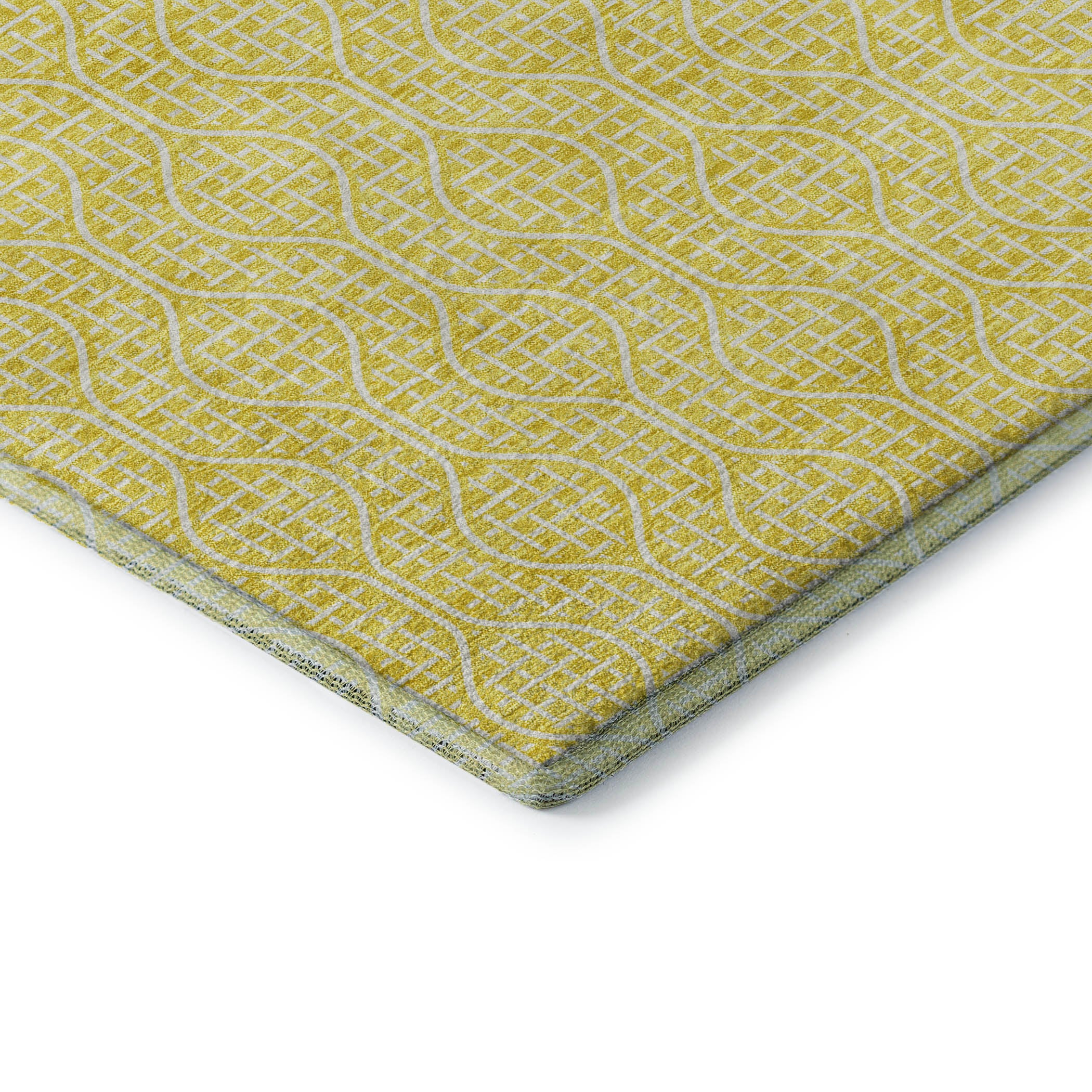 Bruges Machine Washable Transitional Yellow Gold Rug 1'8" x 2'6" #shape_Rectangle
