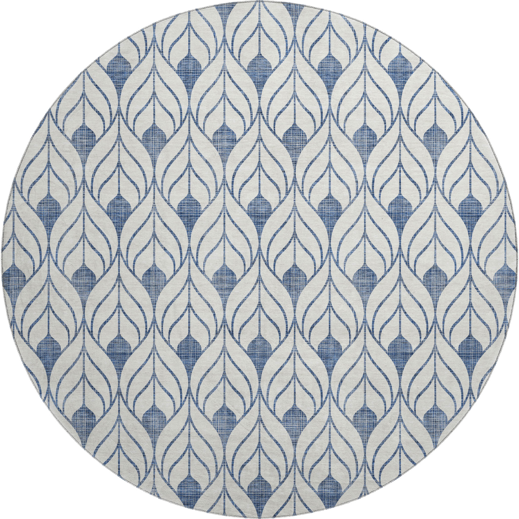 Marrakech Machine Washable Transitional Blue Rug 8' x 8' #shape_Round