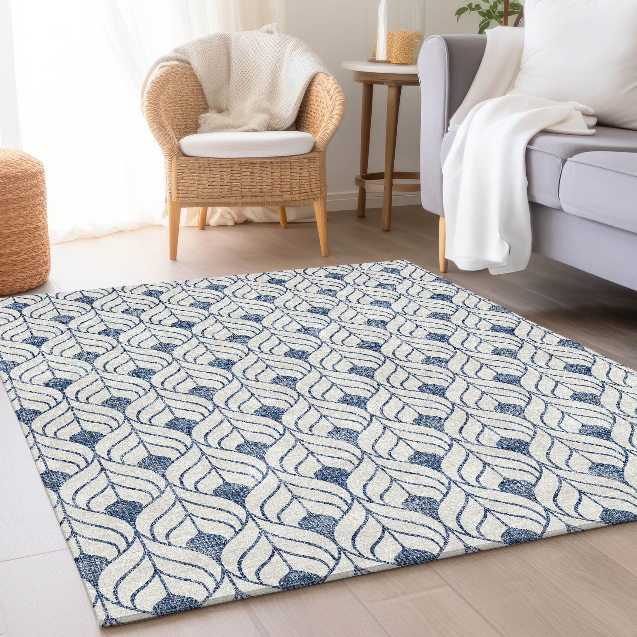 Marrakech Machine Washable Transitional Blue Rug 2'6" x 3'10" #shape_Rectangle