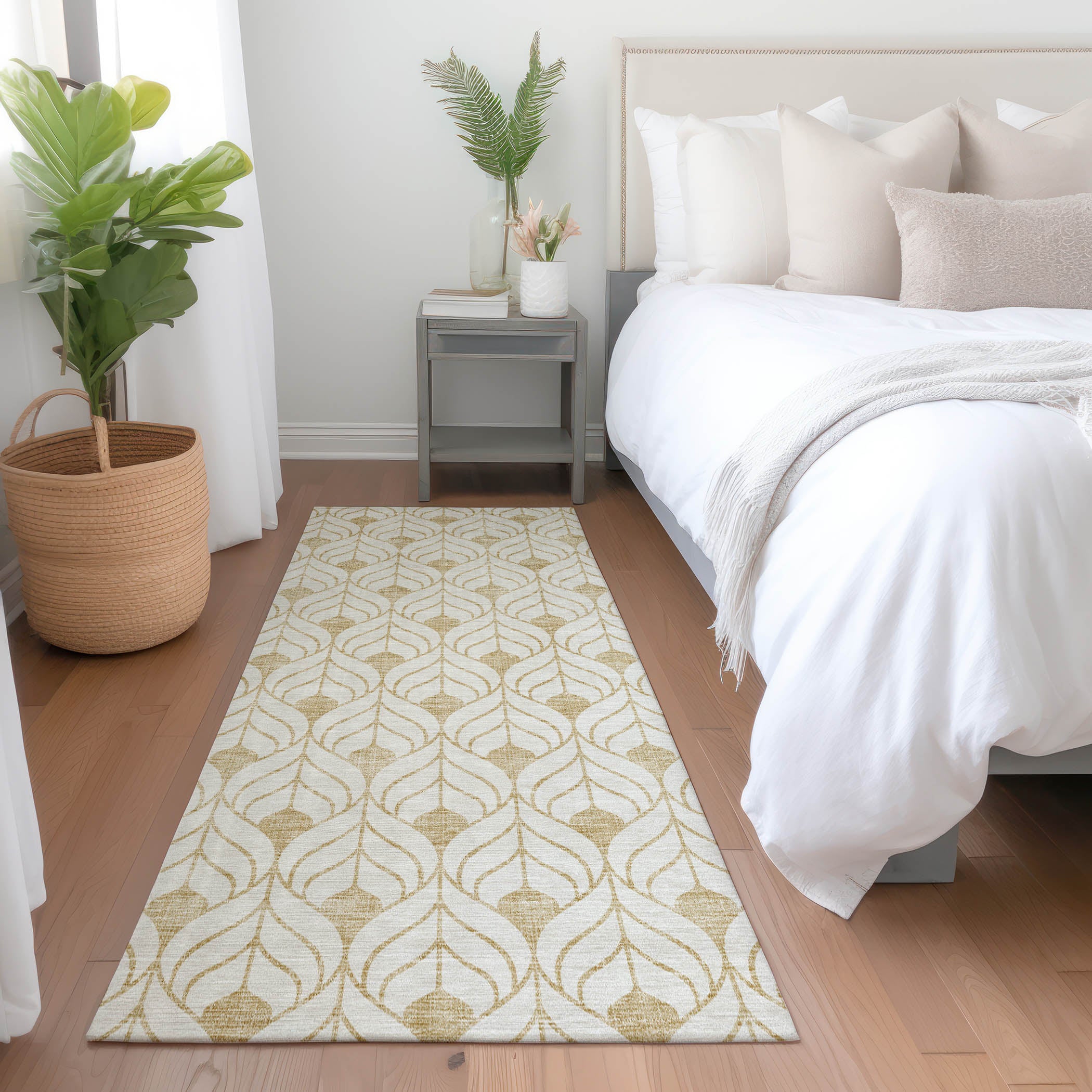 Marrakech Machine Washable Transitional Gold Rug 2'3" x 7'6" #shape_Runner