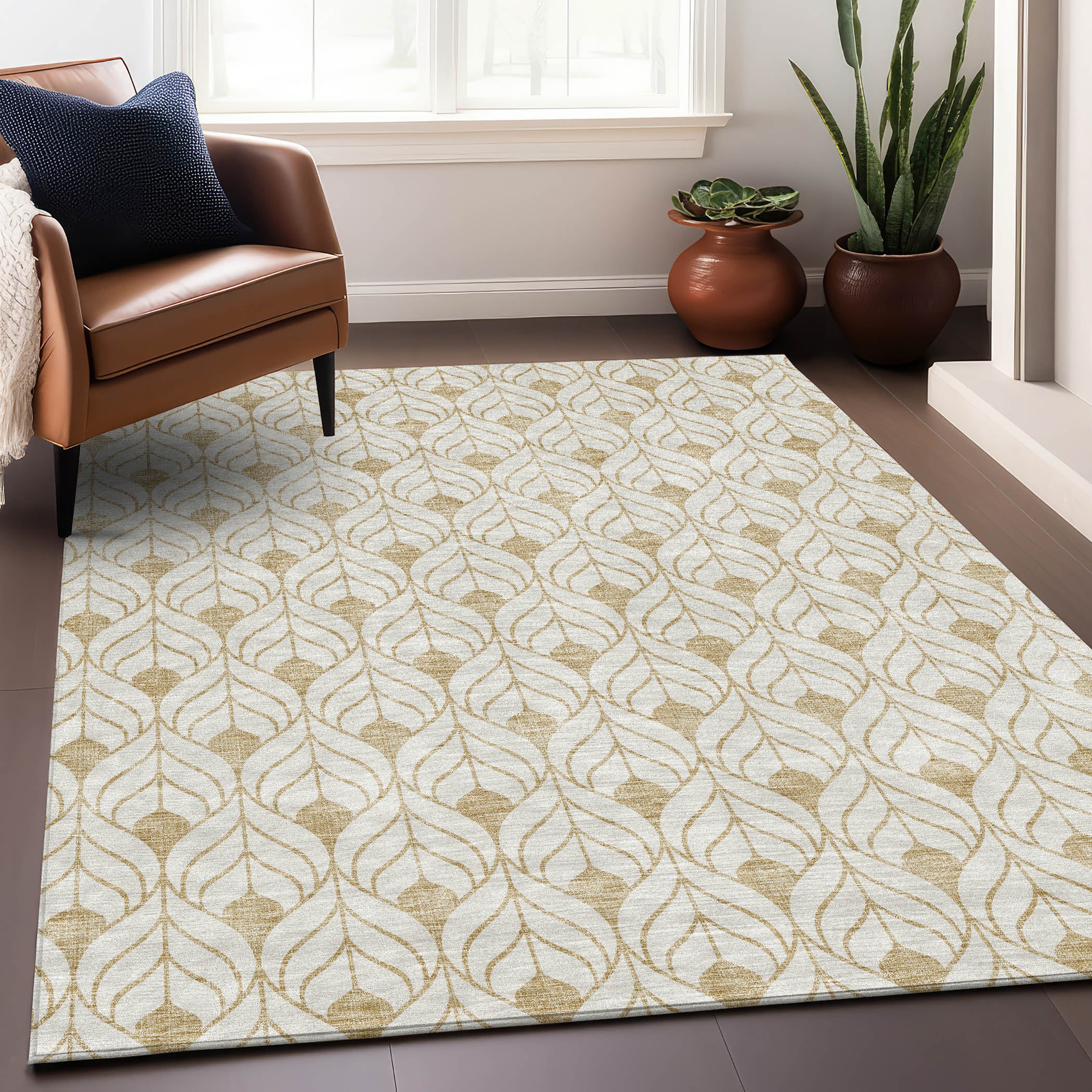 Marrakech Machine Washable Transitional Gold Rug 2'6" x 3'10" #shape_Rectangle