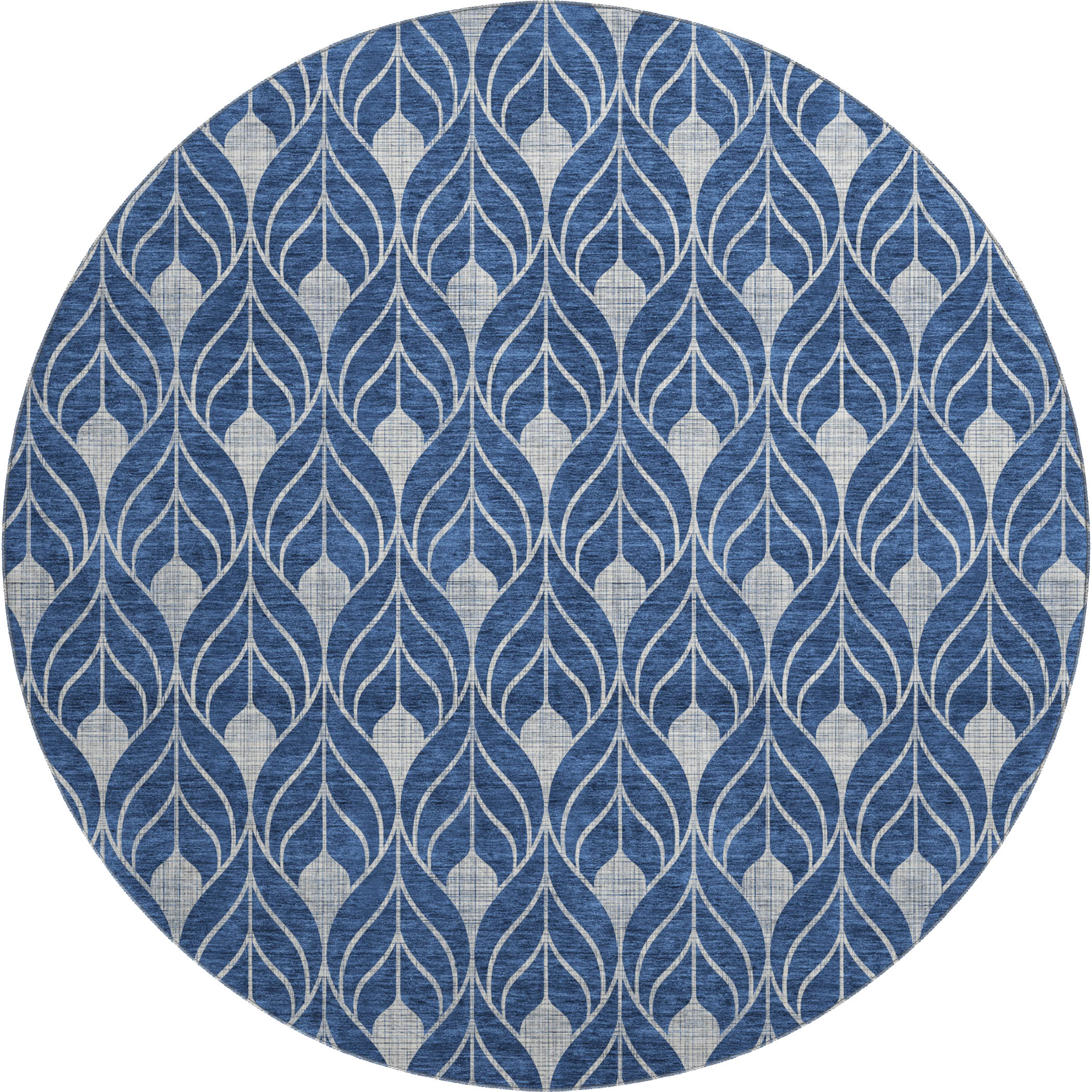 Marrakech Machine Washable Transitional Navy Blue Rug 8' x 8' #shape_Round