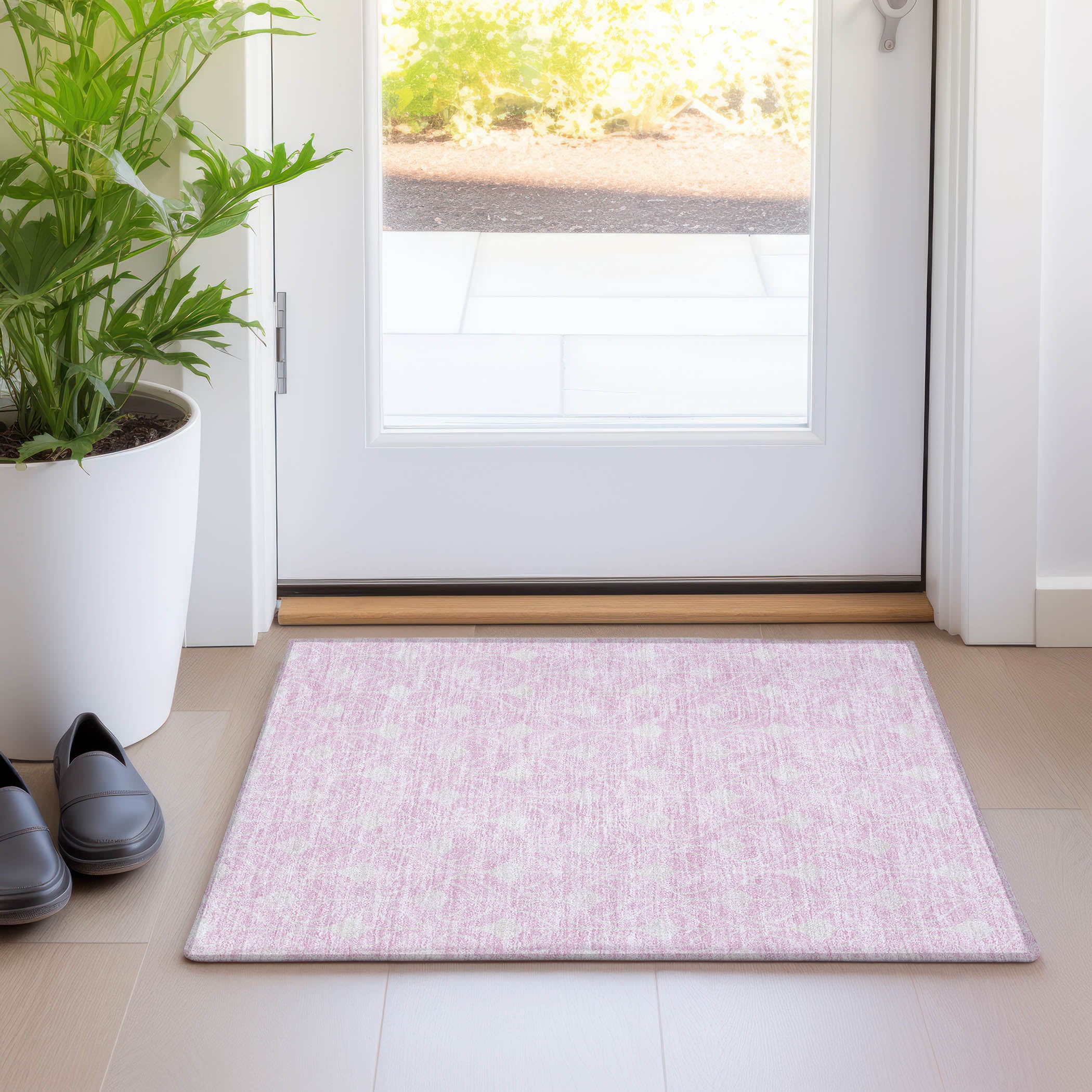 Marrakech Machine Washable Transitional Pink Rug 1'8" x 2'6" #shape_Rectangle