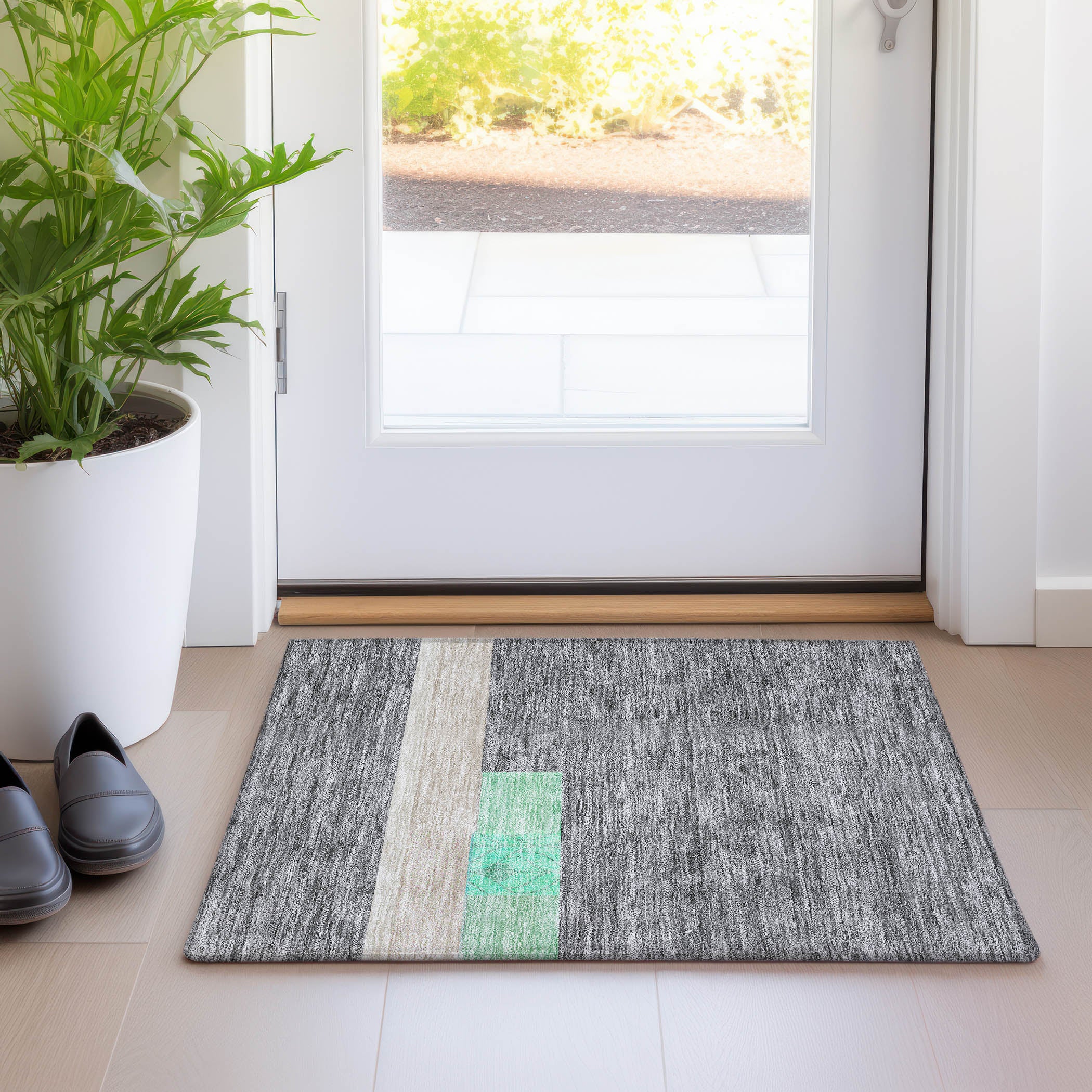 Salzburg Machine Washable Transitional Beige Brown Rug 1'8" x 2'6" #shape_Rectangle