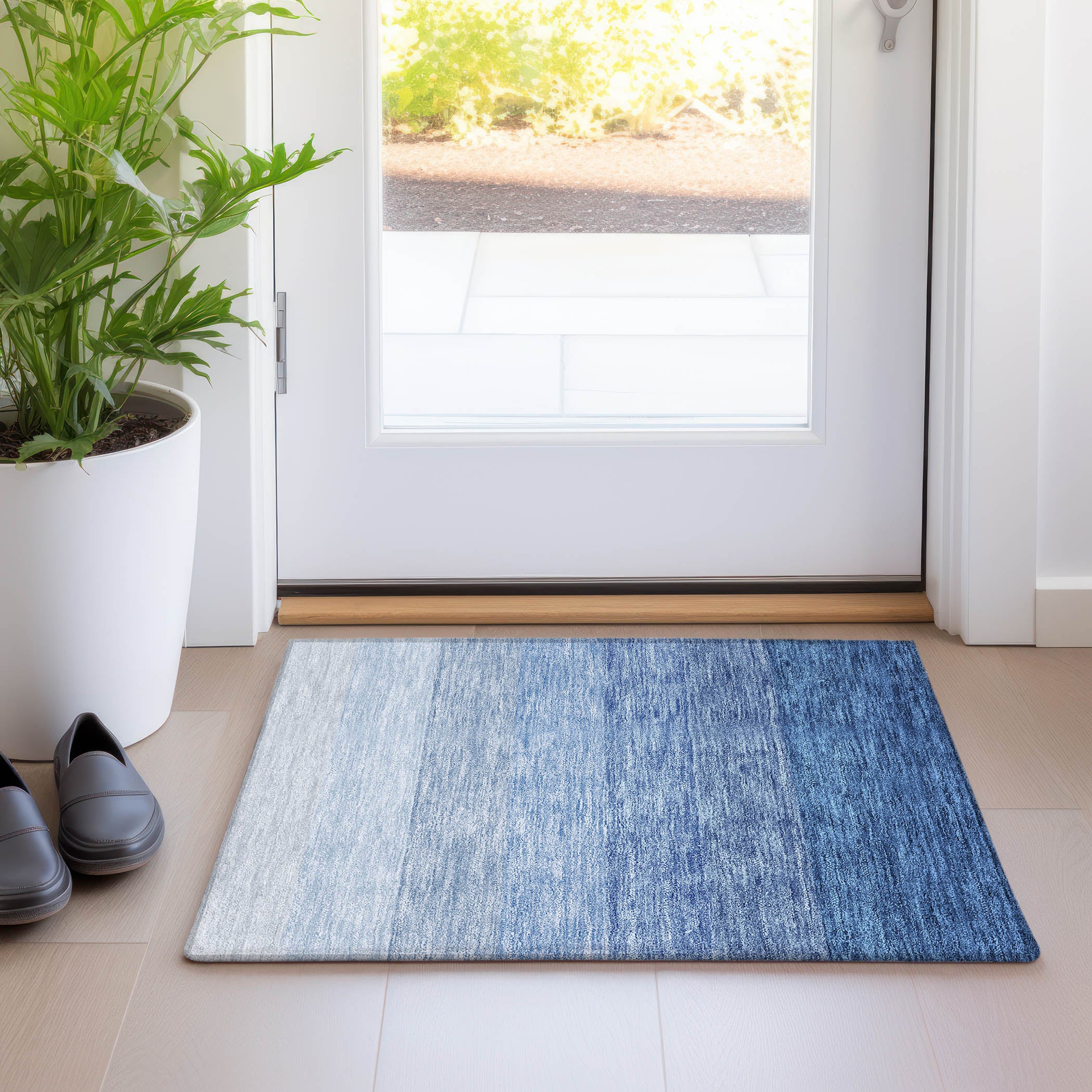 Salzburg Machine Washable Transitional Blue Rug 1'8" x 2'6" #shape_Rectangle