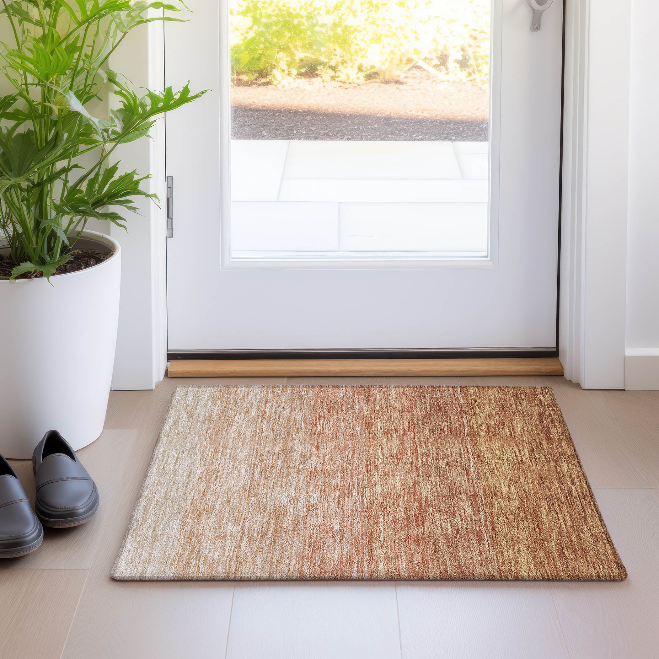 Salzburg Machine Washable Transitional Paprika Orange Rug 1'8" x 2'6" #shape_Rectangle