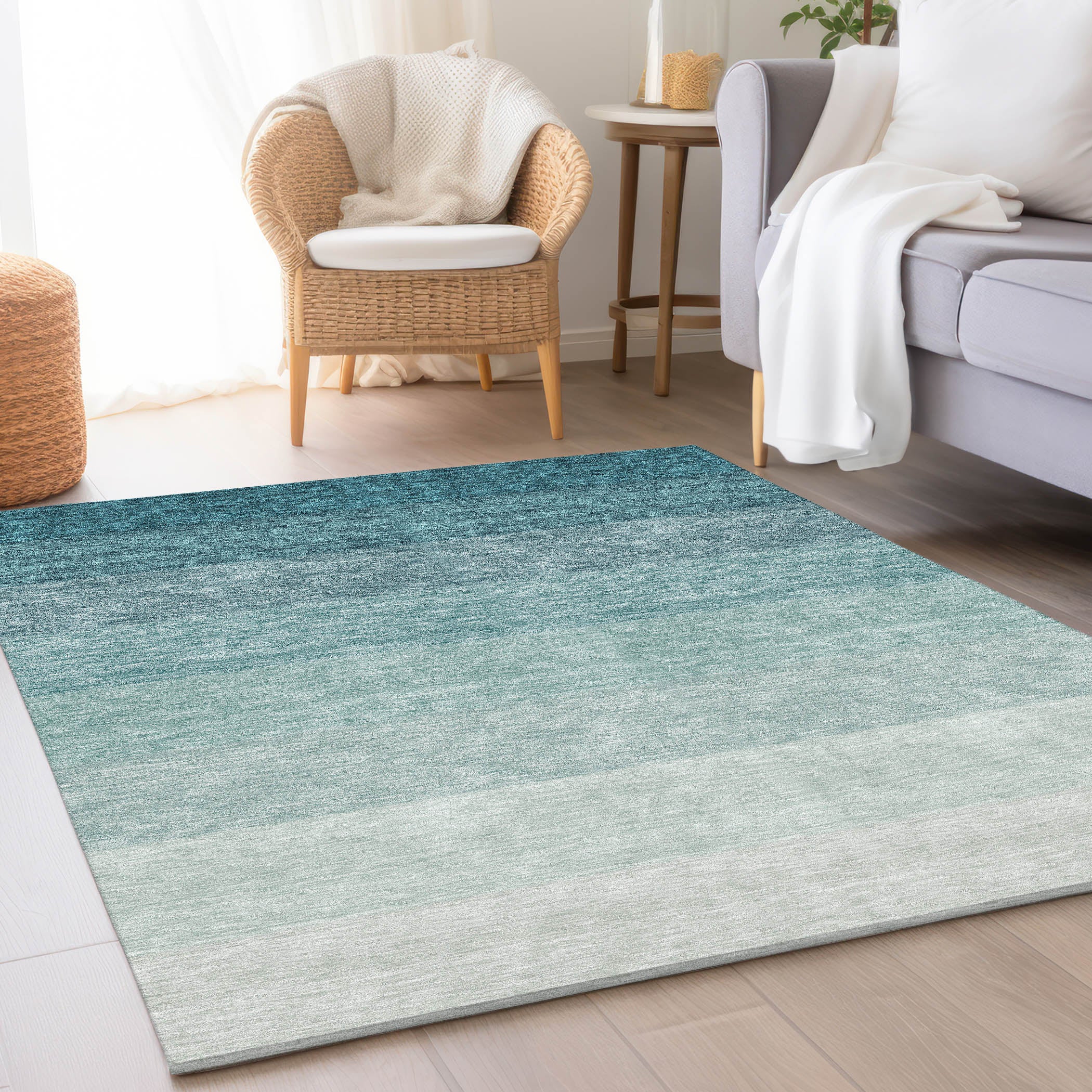 Salzburg Machine Washable Transitional Teal Rug 2'6" x 3'10" #shape_Rectangle