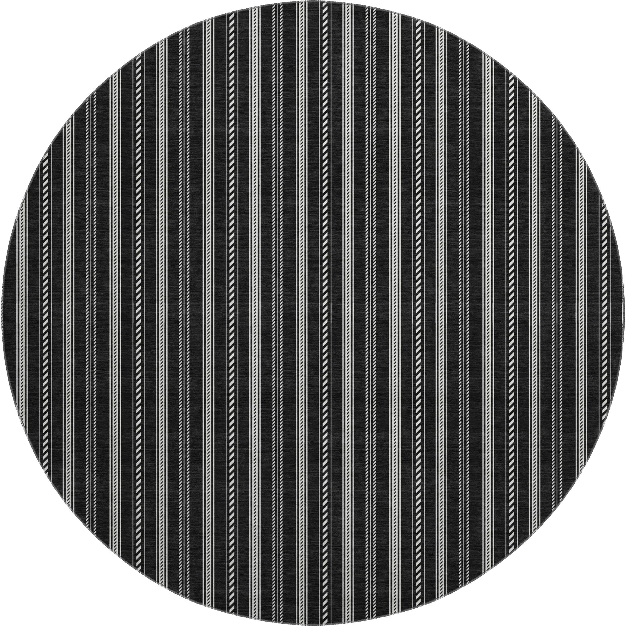 Dublin Machine Washable Transitional Black Rug 8' x 8' #shape_Round