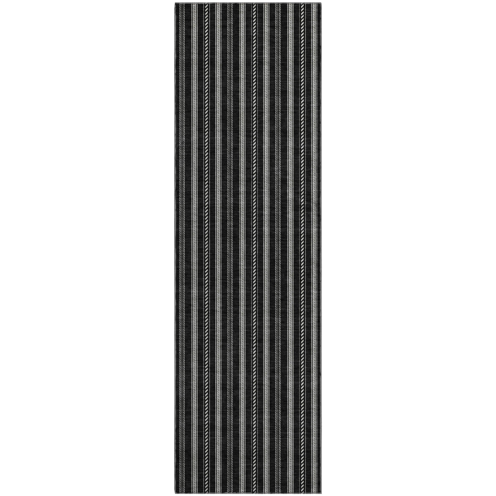 Dublin Machine Washable Transitional Black Rug 2'3" x 7'6" #shape_Runner