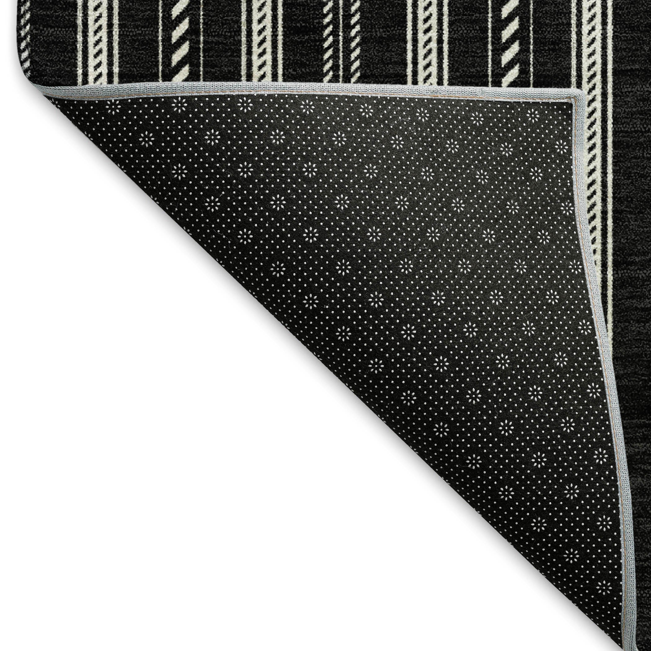 Dublin Machine Washable Transitional Black Rug 1'8" x 2'6" #shape_Rectangle