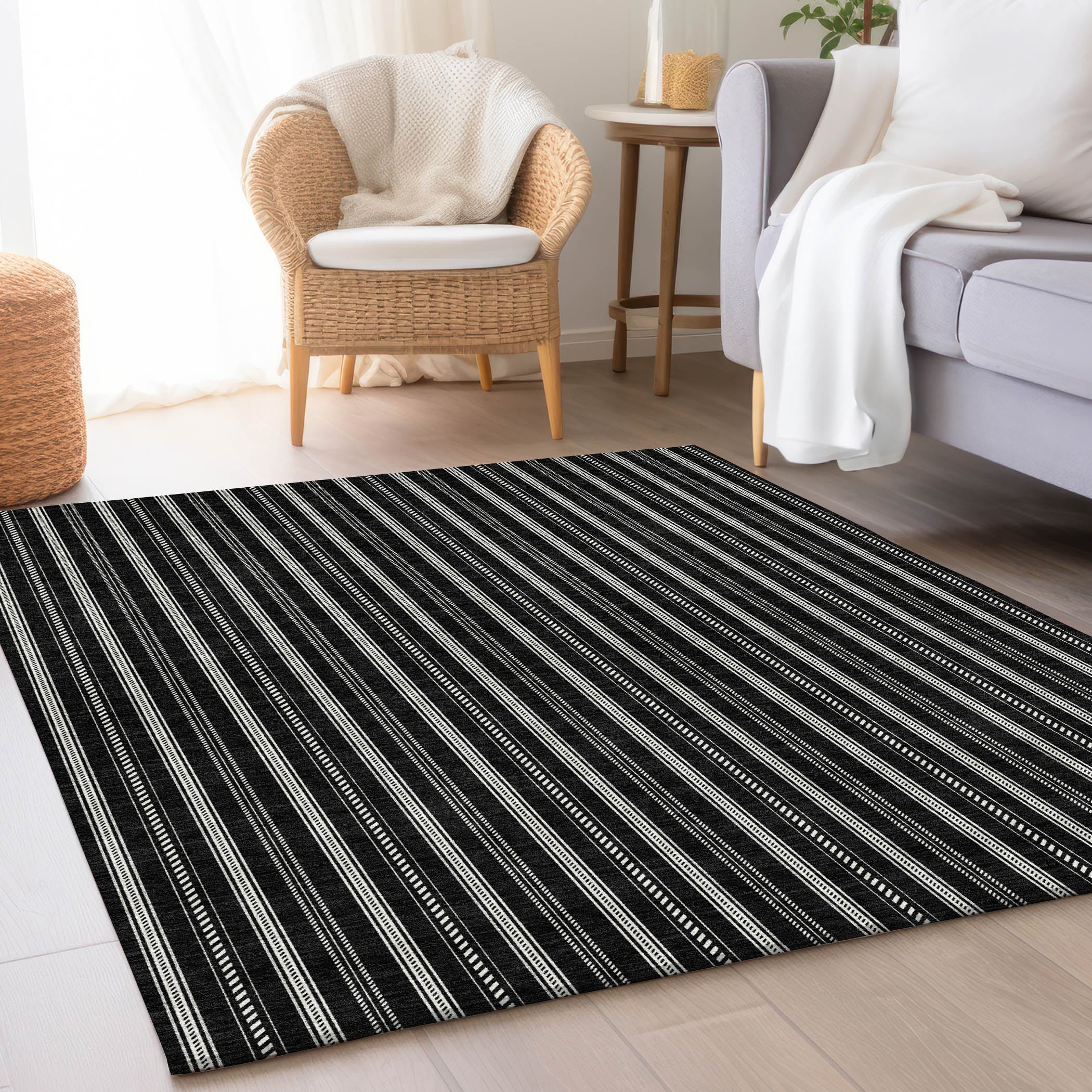 Dublin Machine Washable Transitional Black Rug 2'6" x 3'10" #shape_Rectangle