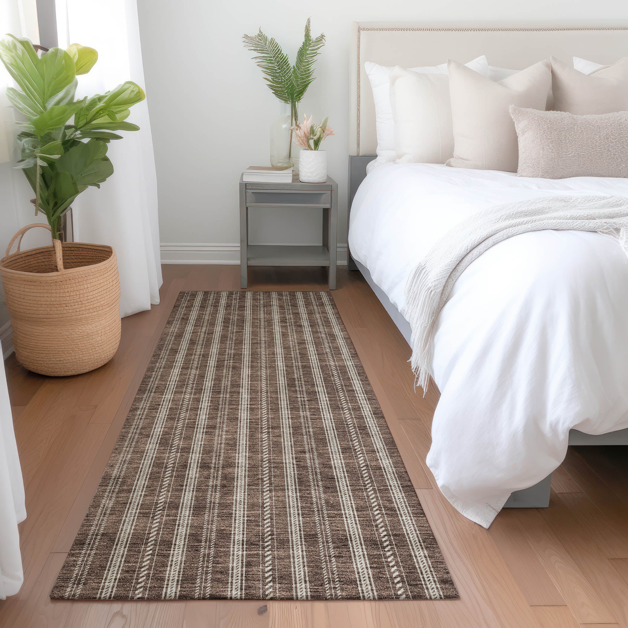 Dublin Machine Washable Transitional Brown Rug 2'3" x 7'6" #shape_Runner