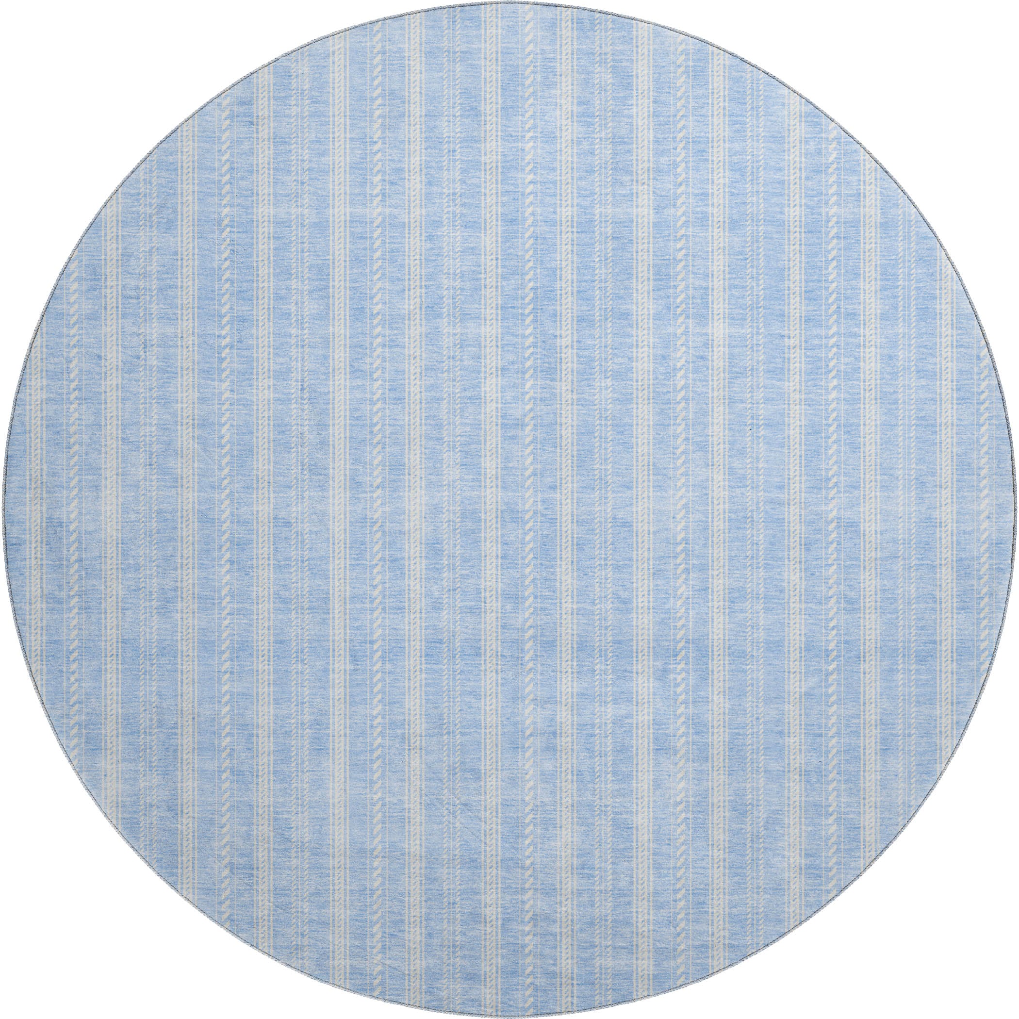 Dublin Machine Washable Transitional Sky Blue Rug 8' x 8' #shape_Round