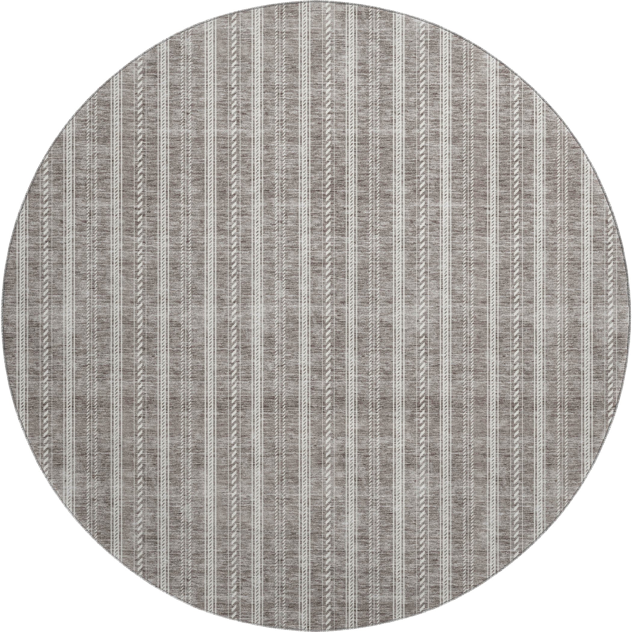 Dublin Machine Washable Transitional Taupe Brown Rug 8' x 8' #shape_Round