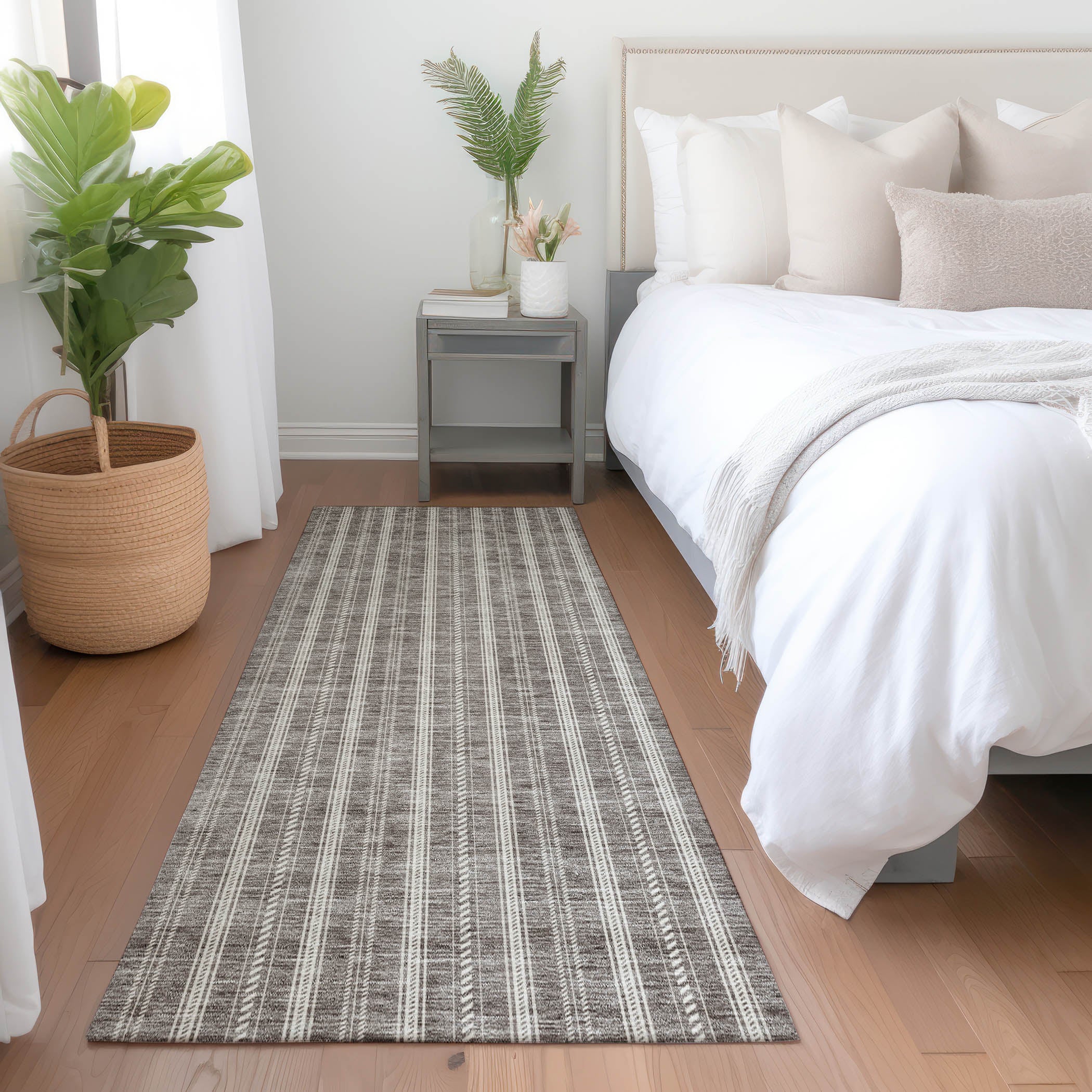 Dublin Machine Washable Transitional Taupe Brown Rug 2'3" x 7'6" #shape_Runner