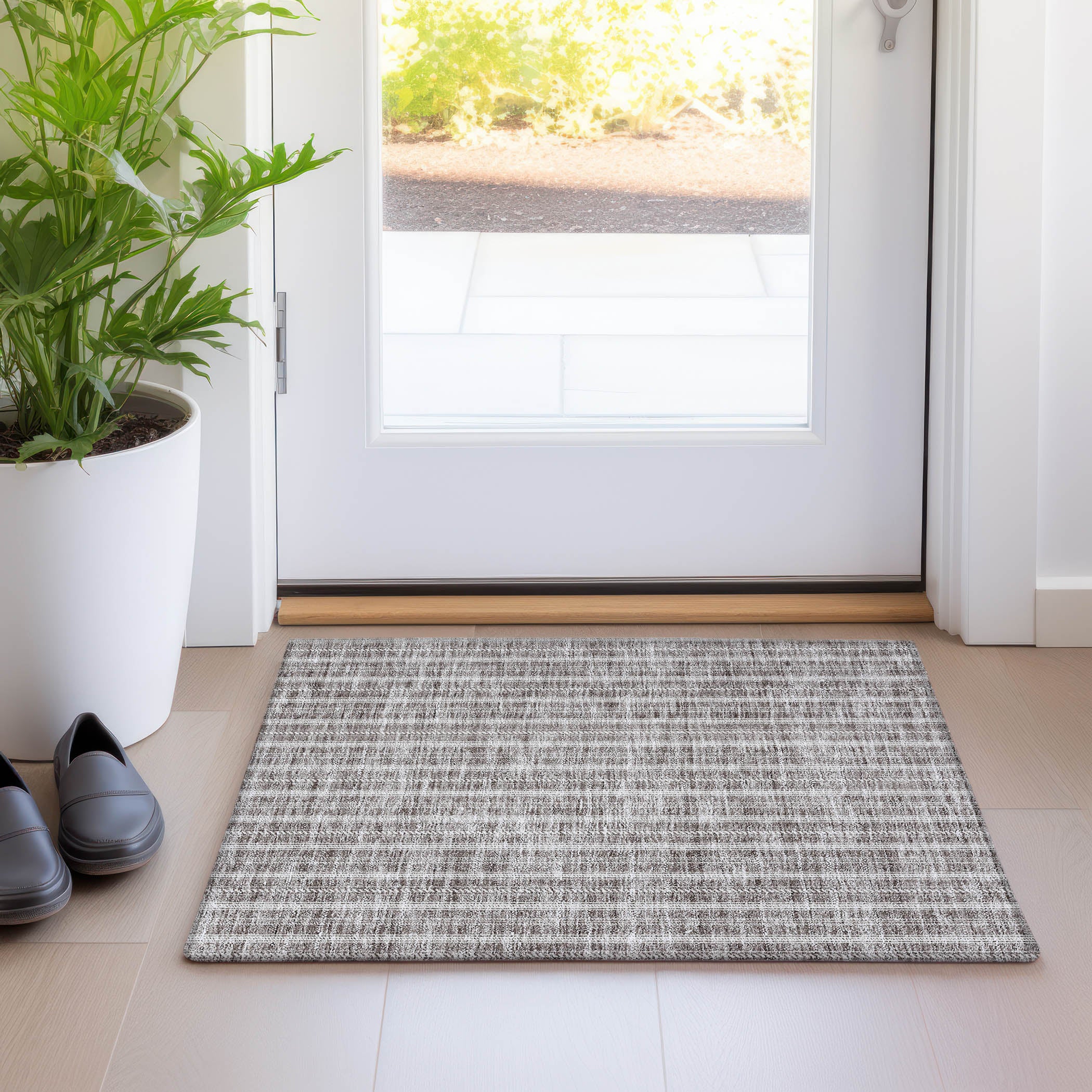 Dublin Machine Washable Transitional Taupe Brown Rug 1'8" x 2'6" #shape_Rectangle