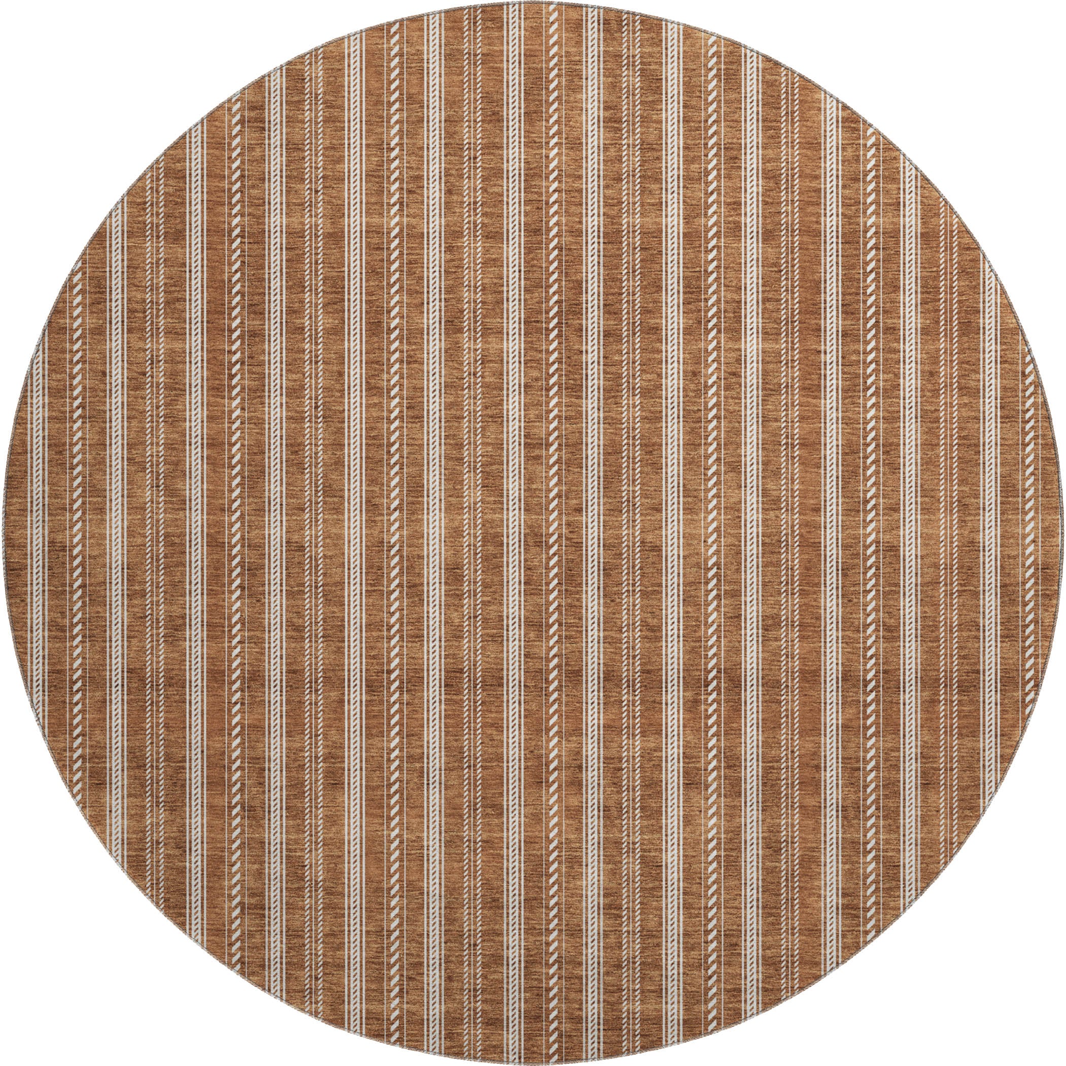 Dublin Machine Washable Transitional Terracotta Orange Rug 8' x 8' #shape_Round