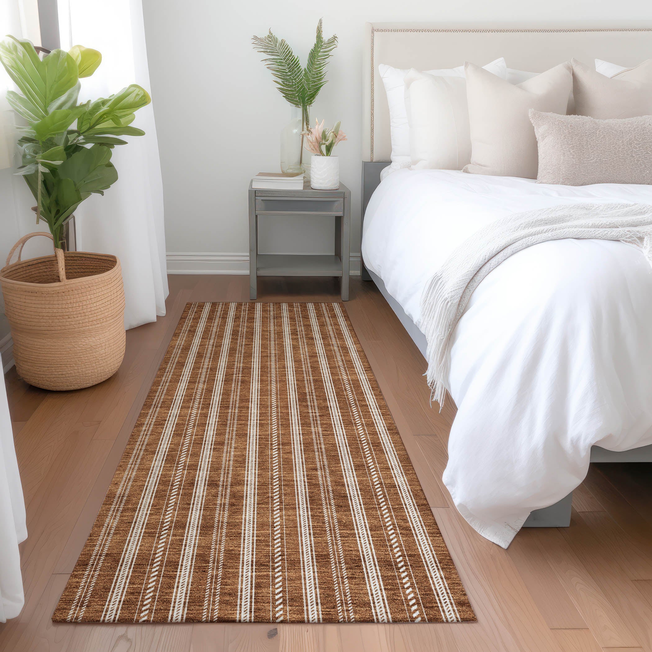 Dublin Machine Washable Transitional Terracotta Orange Rug 2'3" x 7'6" #shape_Runner