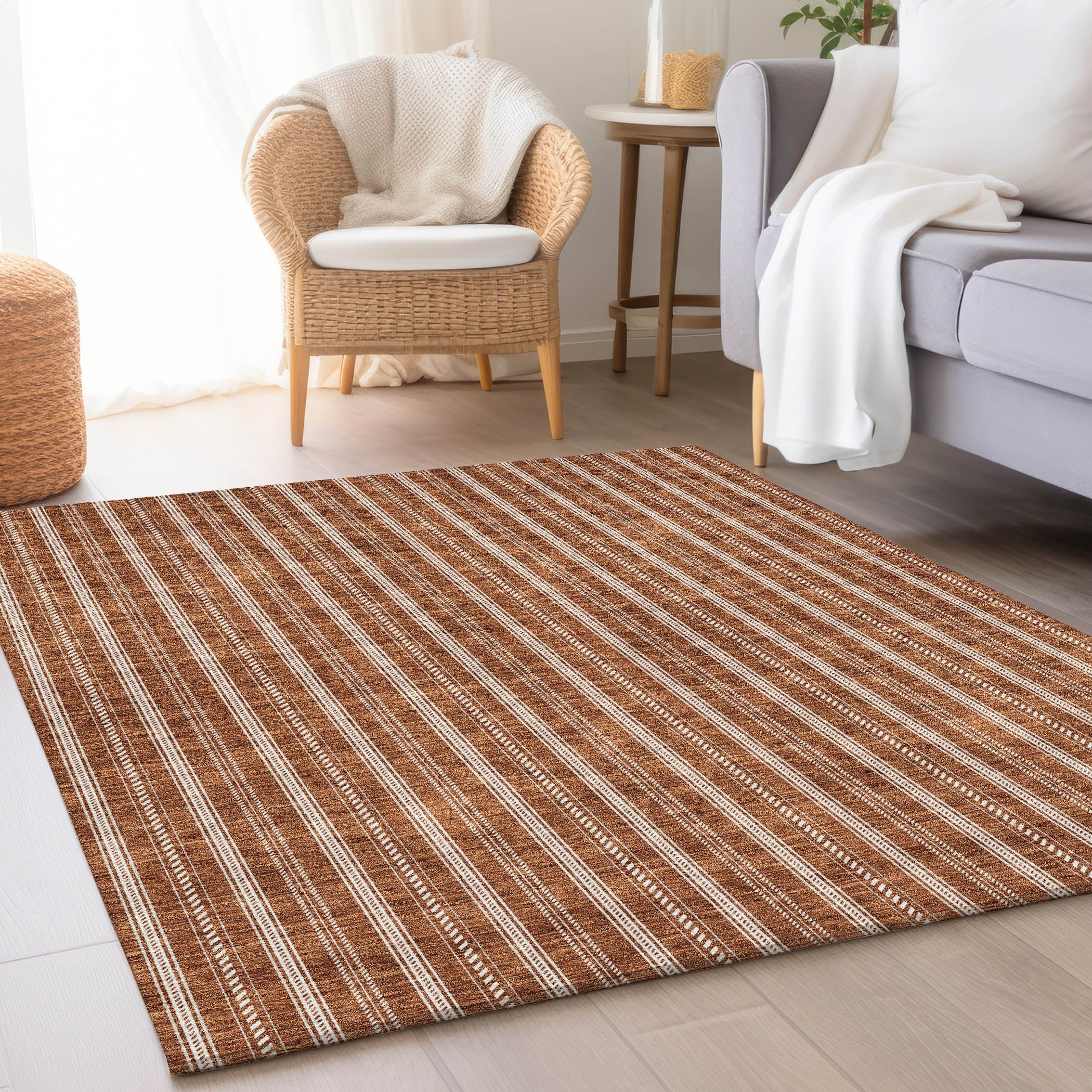Dublin Machine Washable Transitional Terracotta Orange Rug 2'6" x 3'10" #shape_Rectangle