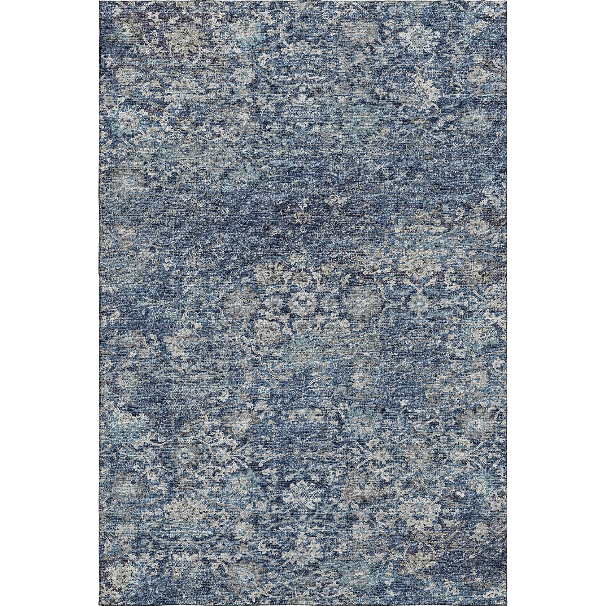 Queenstown Machine Washable Traditional Blue Rug 2'6" x 3'10" #shape_Rectangle