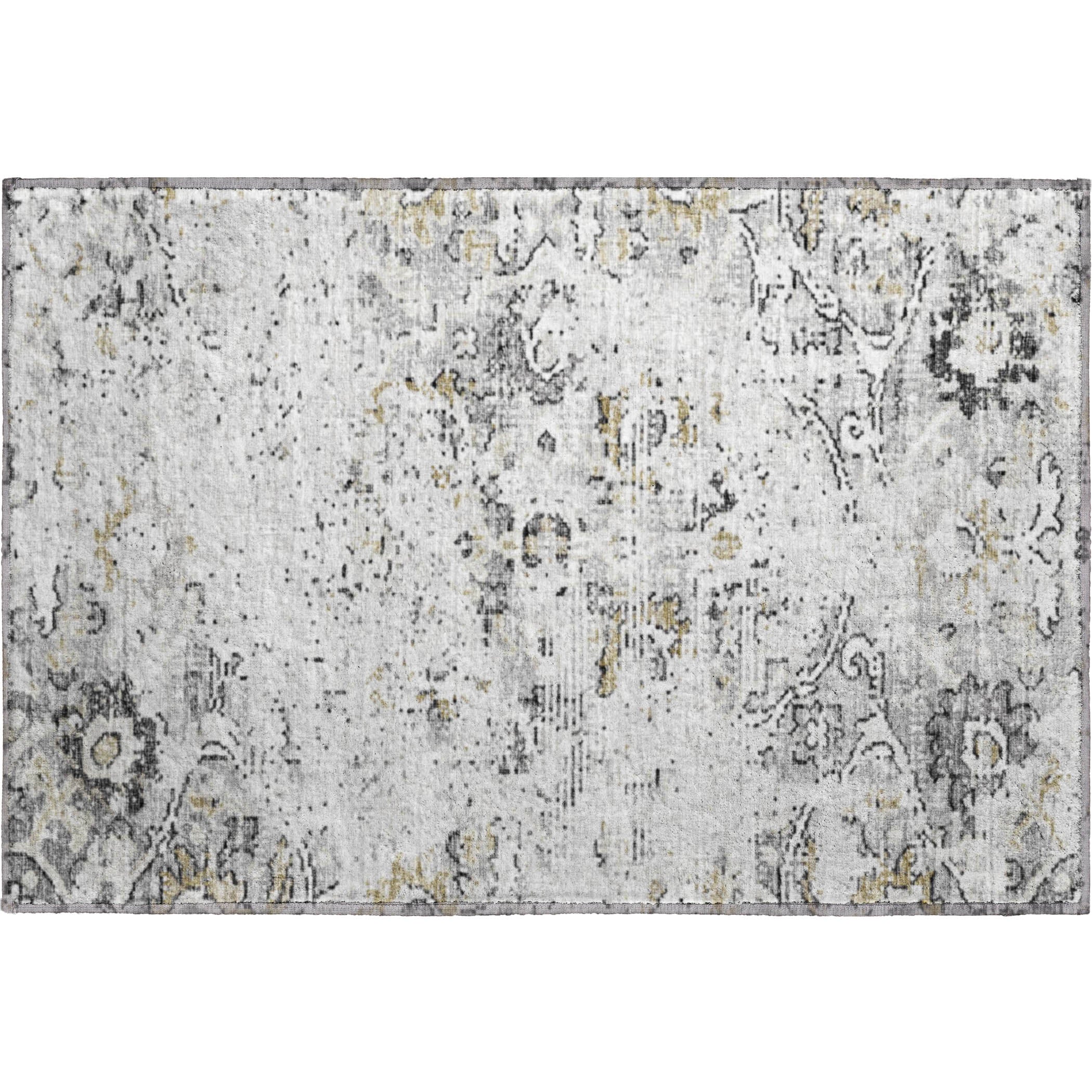 Queenstown Machine Washable Traditional Dove Gray Rug 1'8" x 2'6" #shape_Rectangle