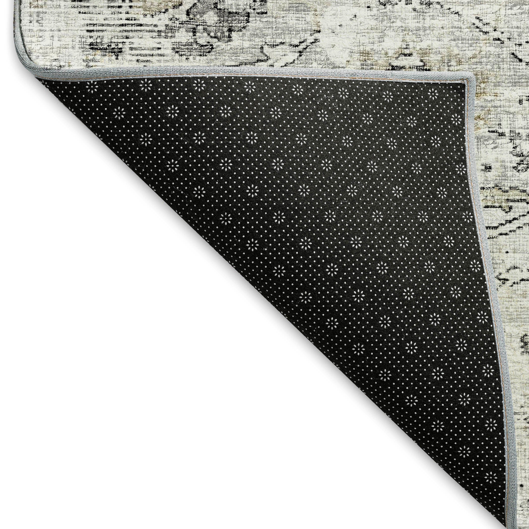 Queenstown Machine Washable Traditional Dove Gray Rug 1'8" x 2'6" #shape_Rectangle