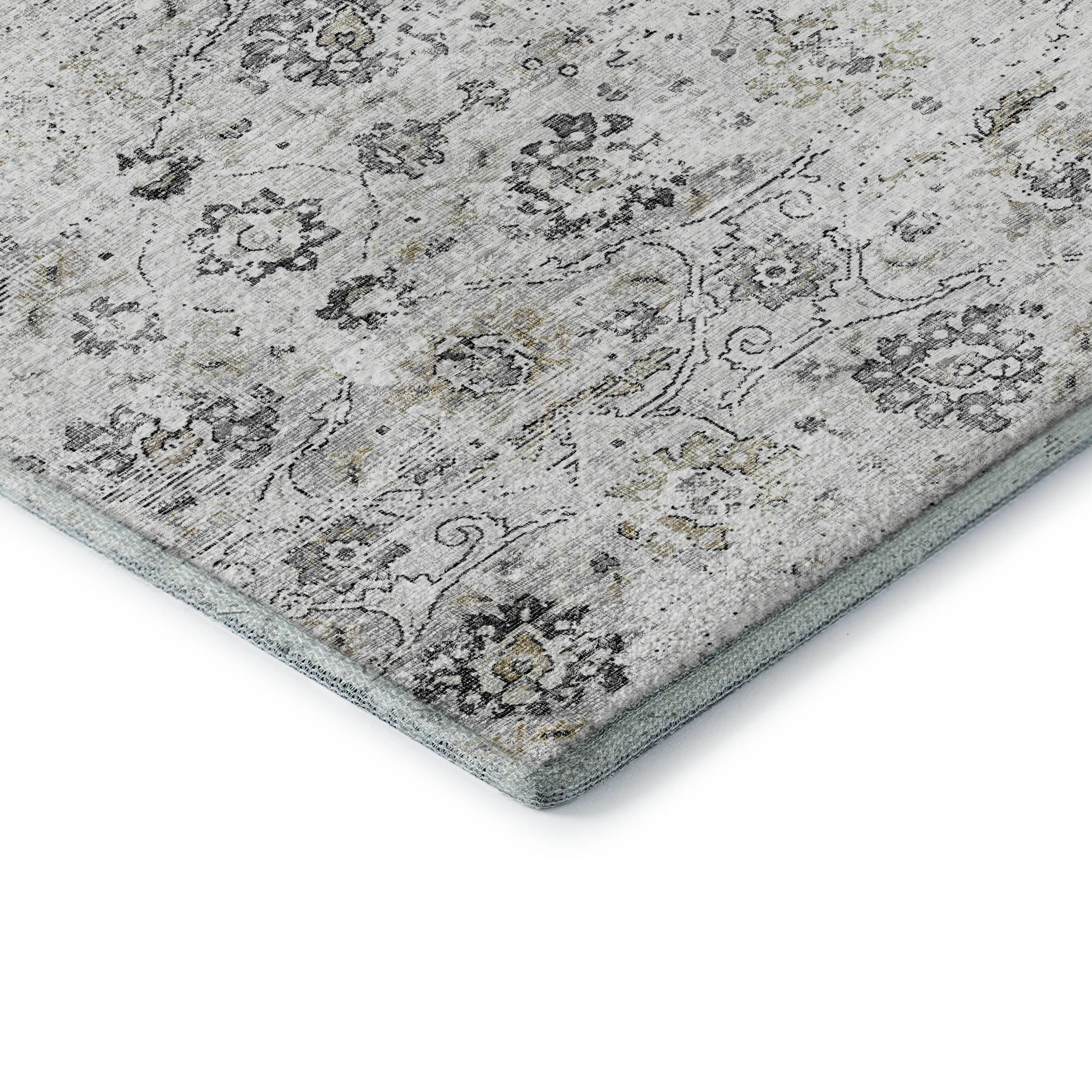 Queenstown Machine Washable Traditional Dove Gray Rug 1'8" x 2'6" #shape_Rectangle
