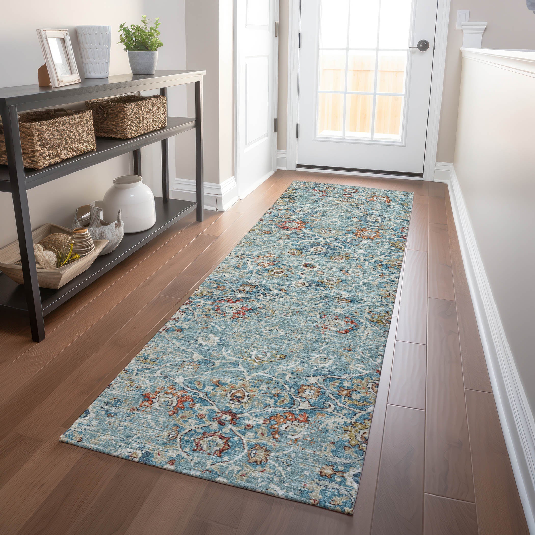 Queenstown Machine Washable Traditional Multi Rug 2'3" x 7'6" #shape_Runner