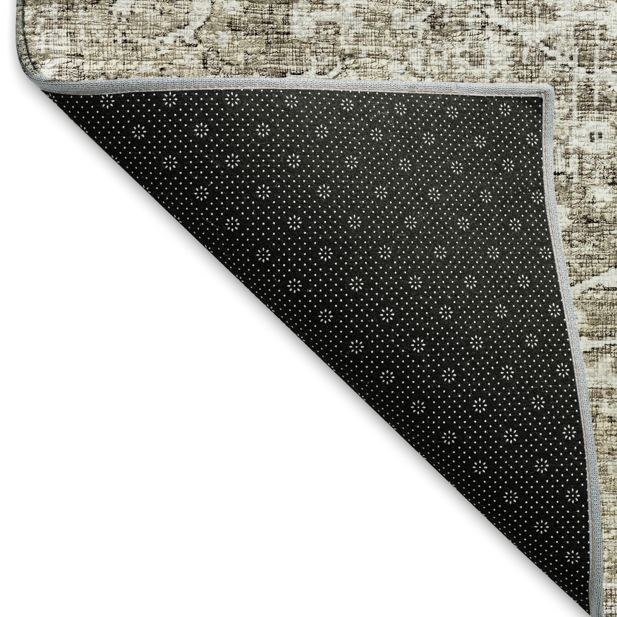 Queenstown Machine Washable Traditional Pebble Neutral Rug 1'8" x 2'6" #shape_Rectangle