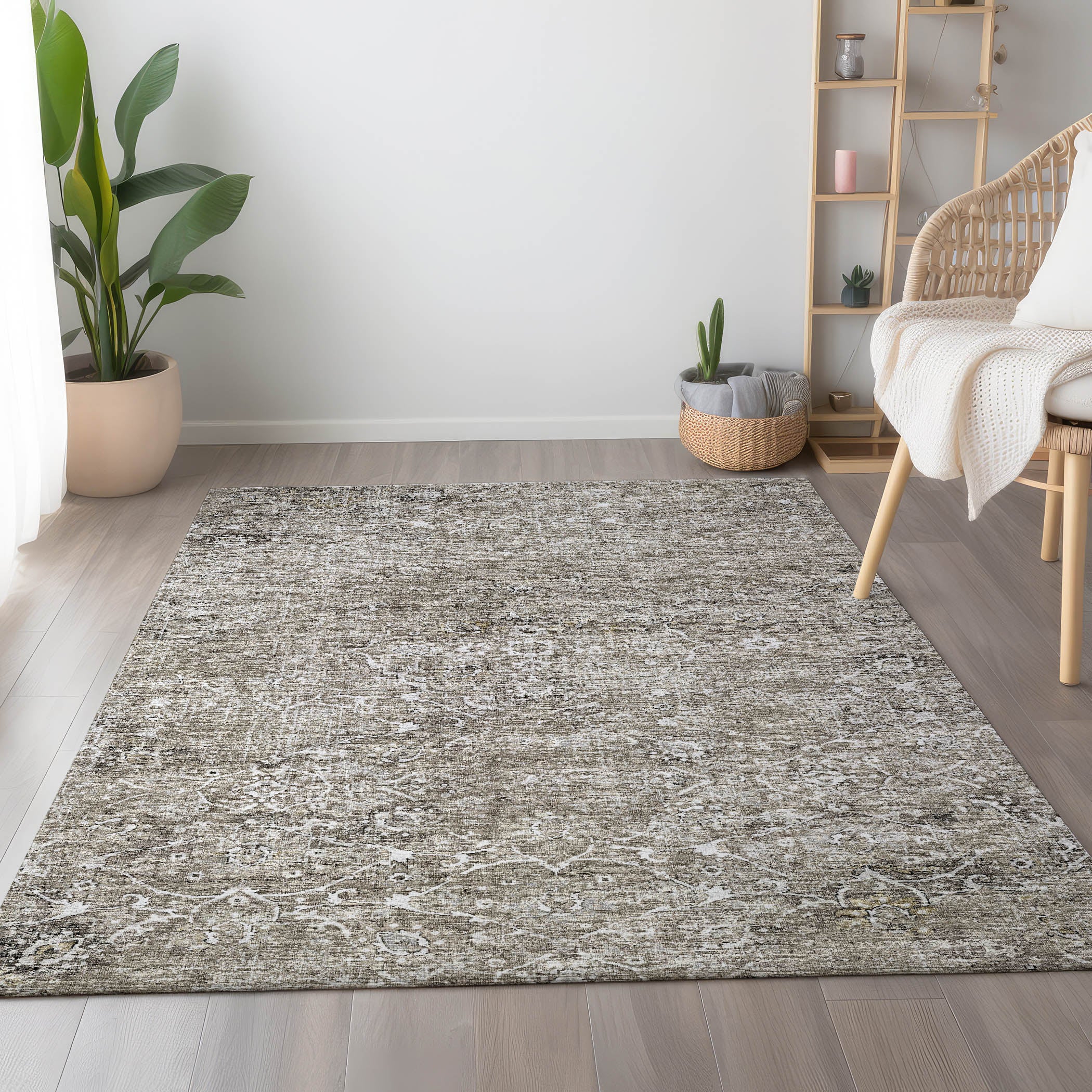 Queenstown Machine Washable Traditional Pebble Neutral Rug 2'6" x 3'10" #shape_Rectangle