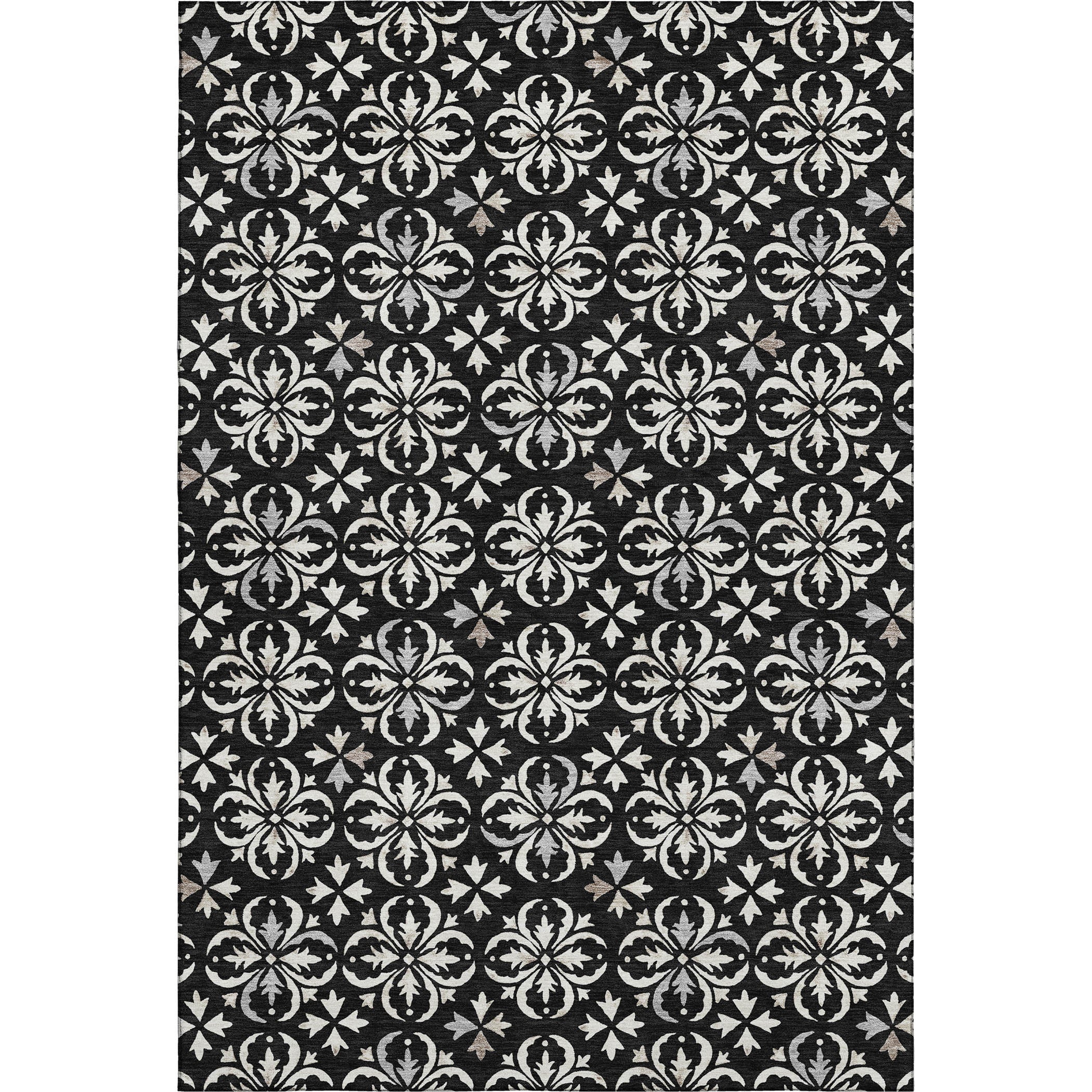Antigua Machine Washable Transitional Black Rug 2'6" x 3'10" #shape_Rectangle