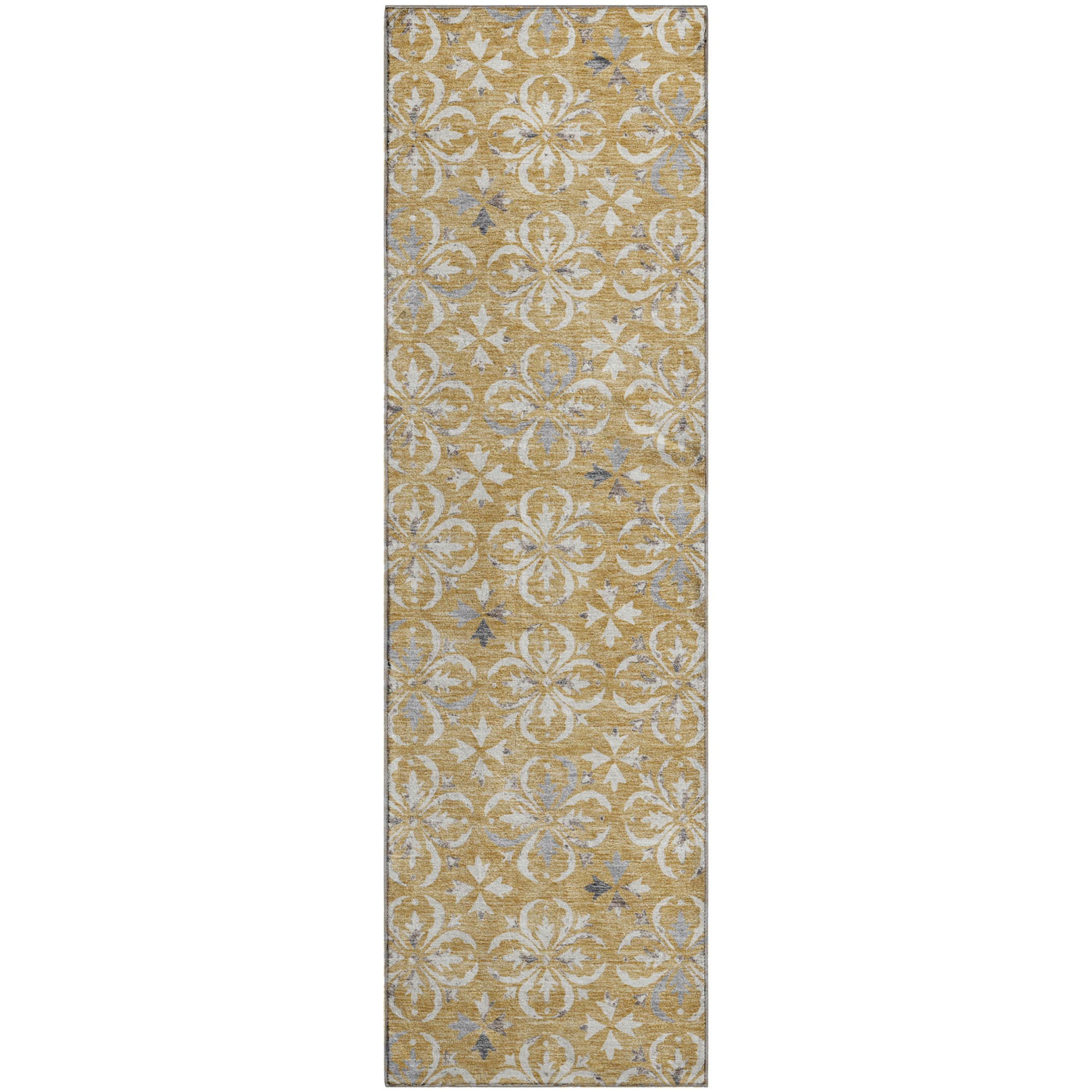 Antigua Machine Washable Transitional Gold Rug 2'3" x 7'6" #shape_Runner