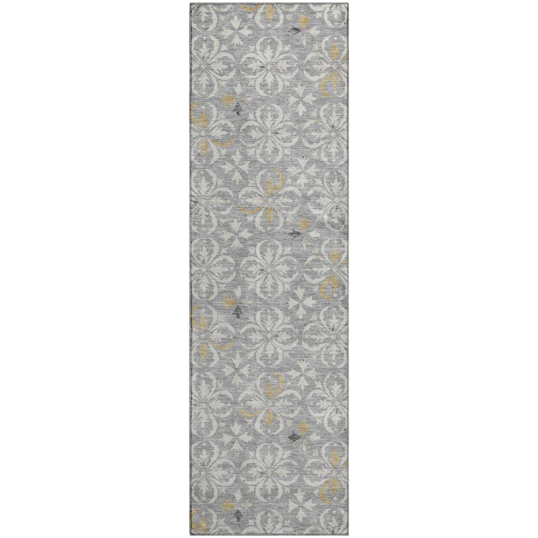 Antigua Machine Washable Transitional Gray Rug 2'3" x 7'6" #shape_Runner