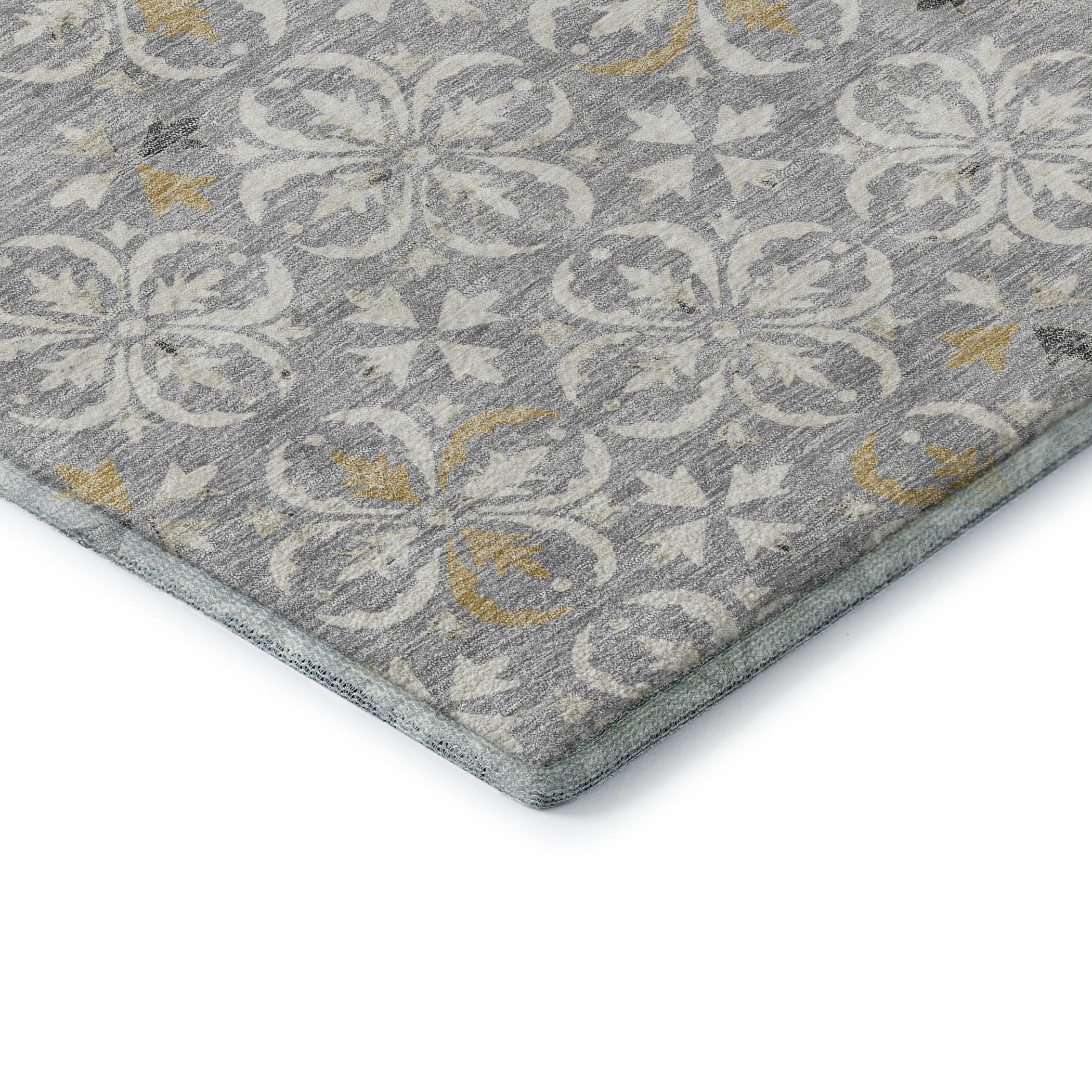 Antigua Machine Washable Transitional Gray Rug 1'8" x 2'6" #shape_Rectangle