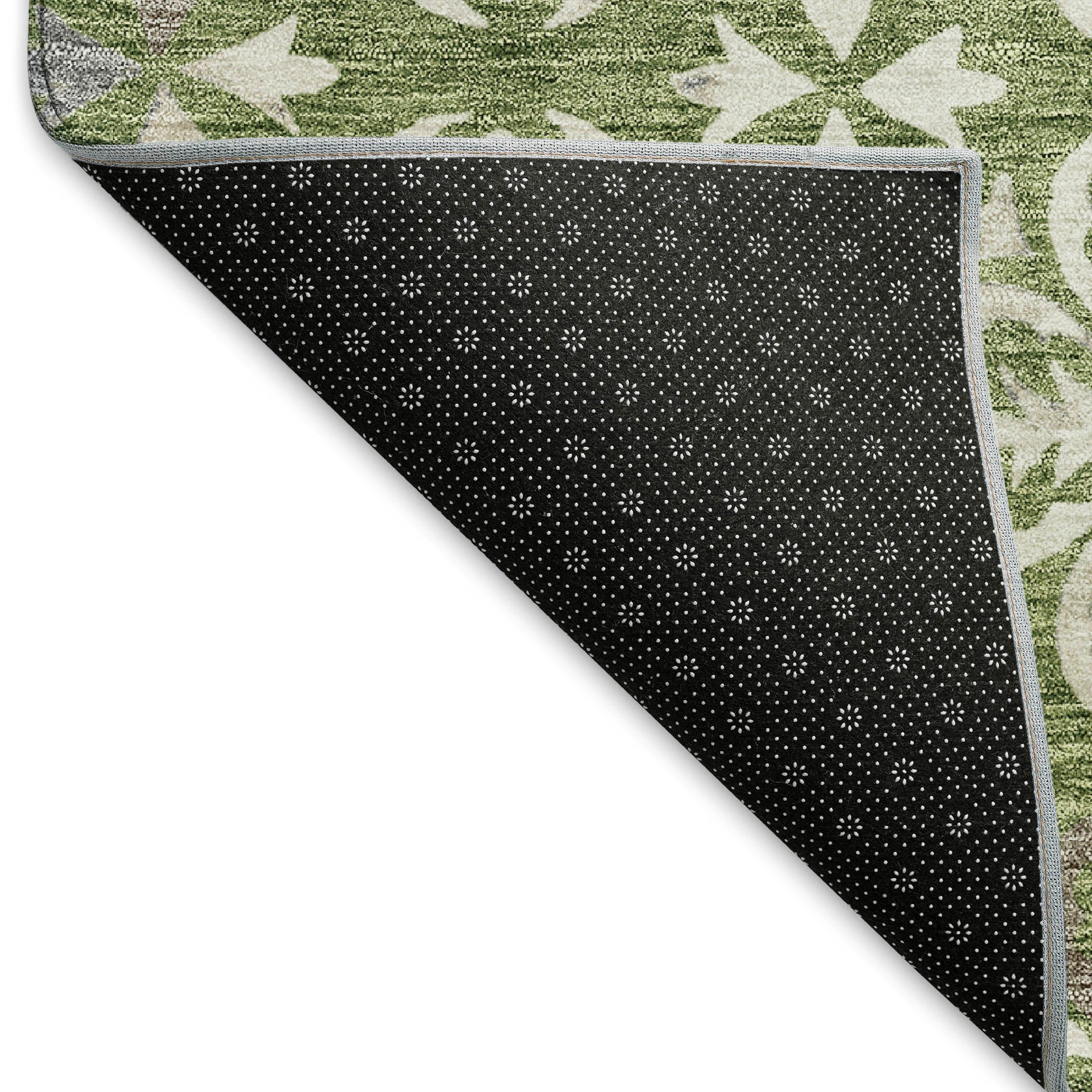Antigua Machine Washable Transitional Green Rug 1'8" x 2'6" #shape_Rectangle