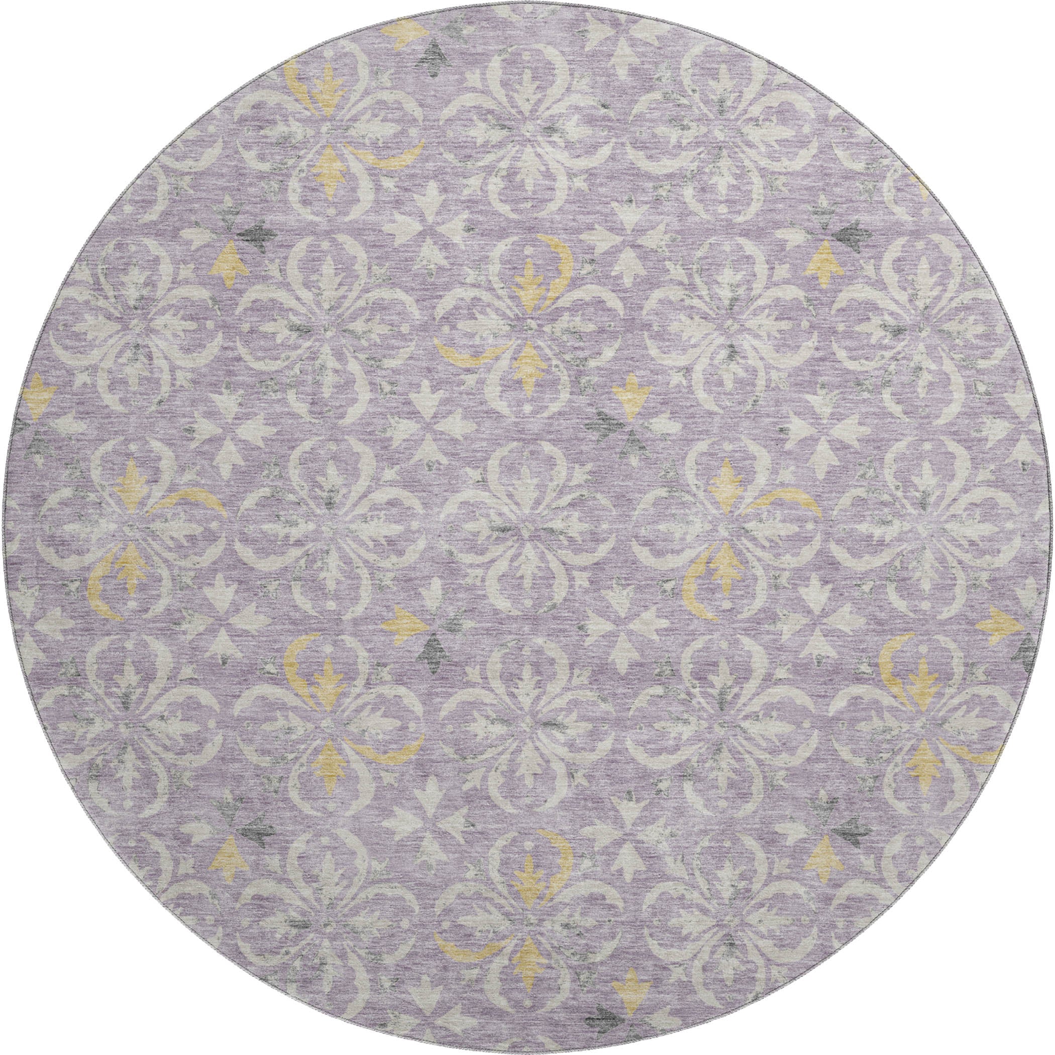 Antigua Machine Washable Transitional Lavender Purple Rug 8' x 8' #shape_Round