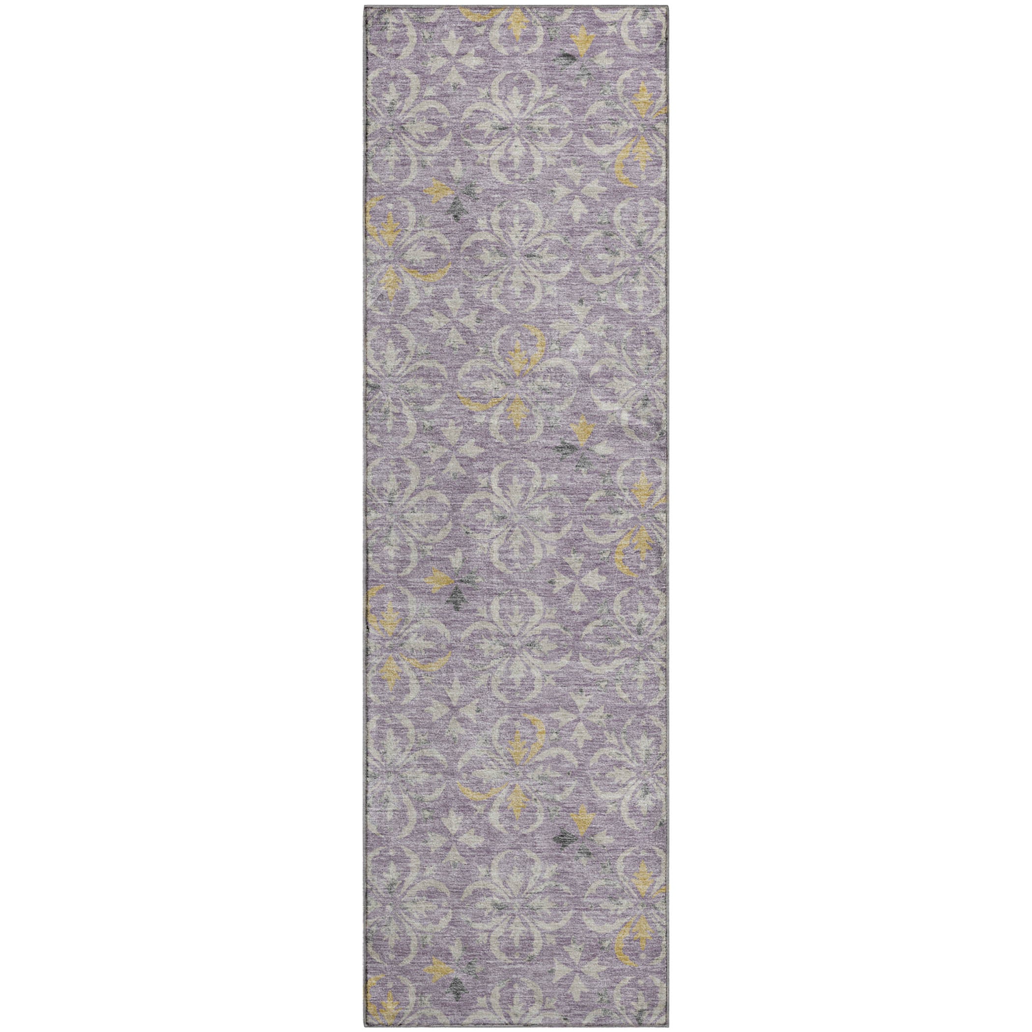 Antigua Machine Washable Transitional Lavender Purple Rug 2'3" x 7'6" #shape_Runner