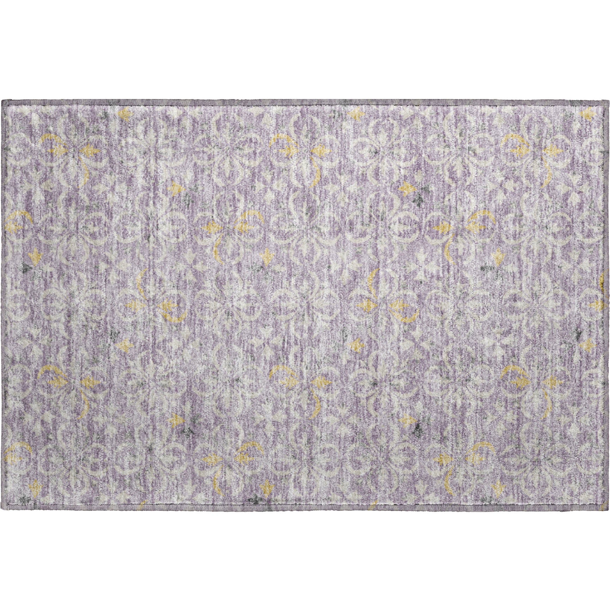 Antigua Machine Washable Transitional Lavender Purple Rug 1'8" x 2'6" #shape_Rectangle