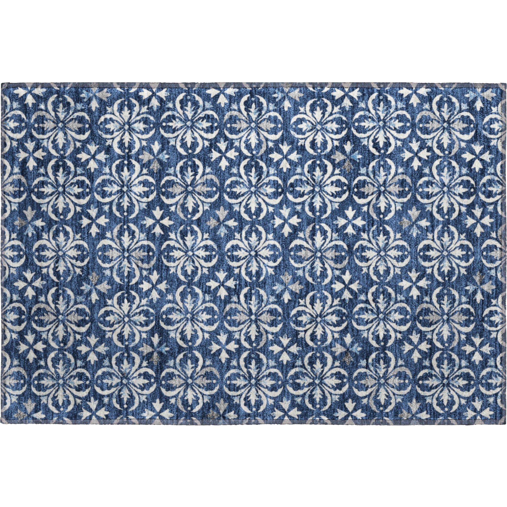 Antigua Machine Washable Transitional Navy Blue Rug 1'8" x 2'6" #shape_Rectangle